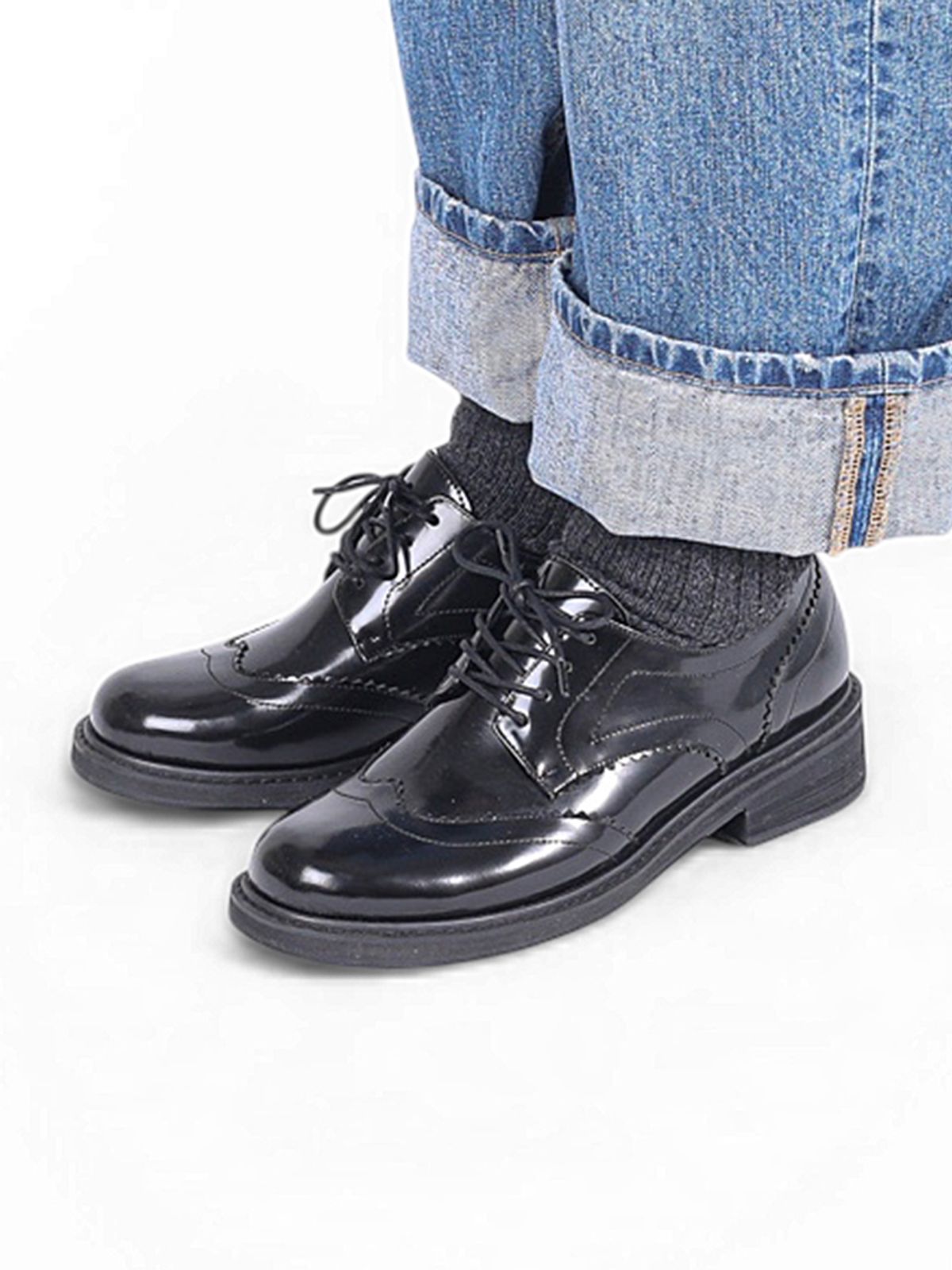슈바이초이(SHOEBYCHOI) 큭래식 복스 블랙 레이스업 더비 (3.5cm)