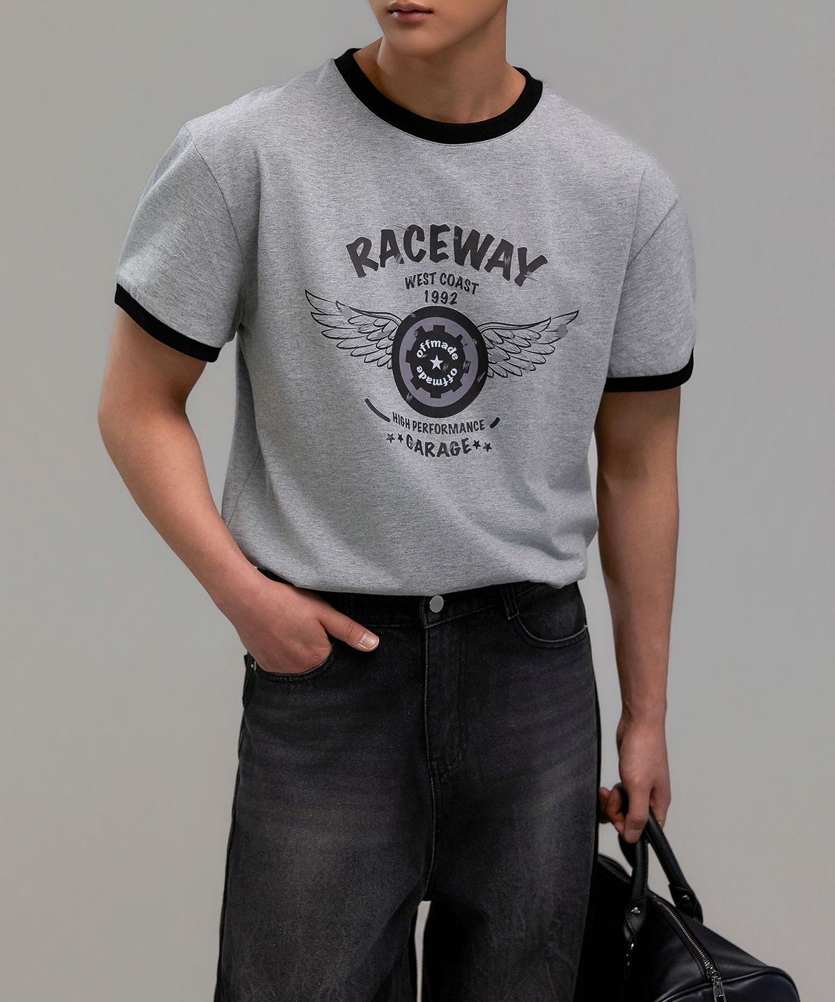 오프메이드(OFFMADE) [2PACK] RACEWAY 세미 머슬핏 크롭 링거 반팔티