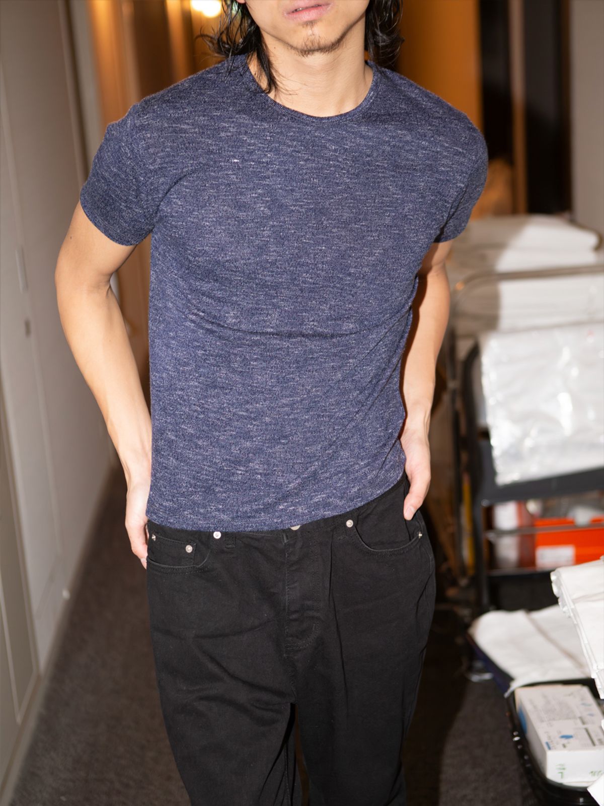 고저(GOZER) Slim Knit-Jersey T_Navy