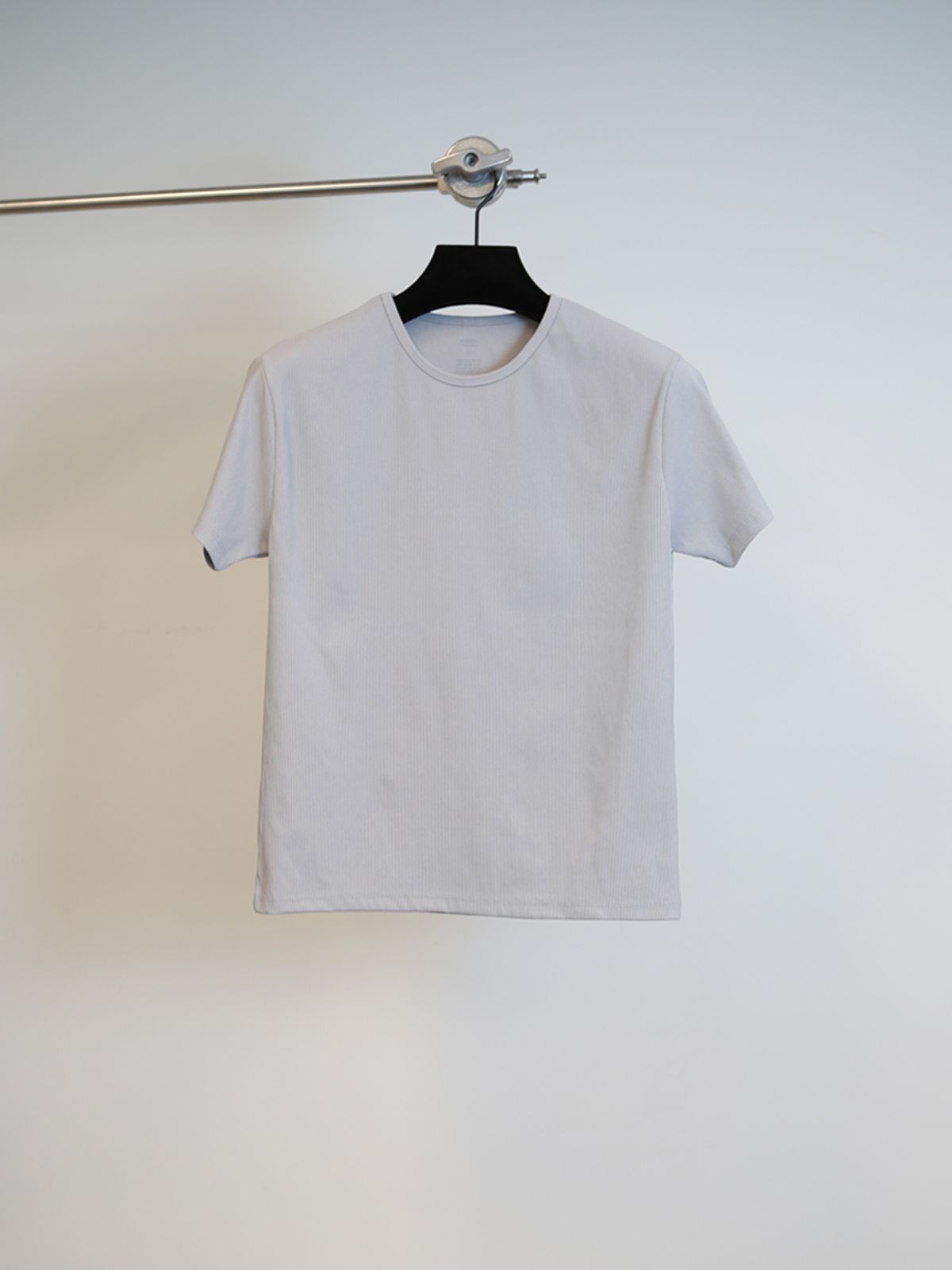 고저(GOZER) LIGHT RIB SLIM T-SHIRT_LIGHT GREY