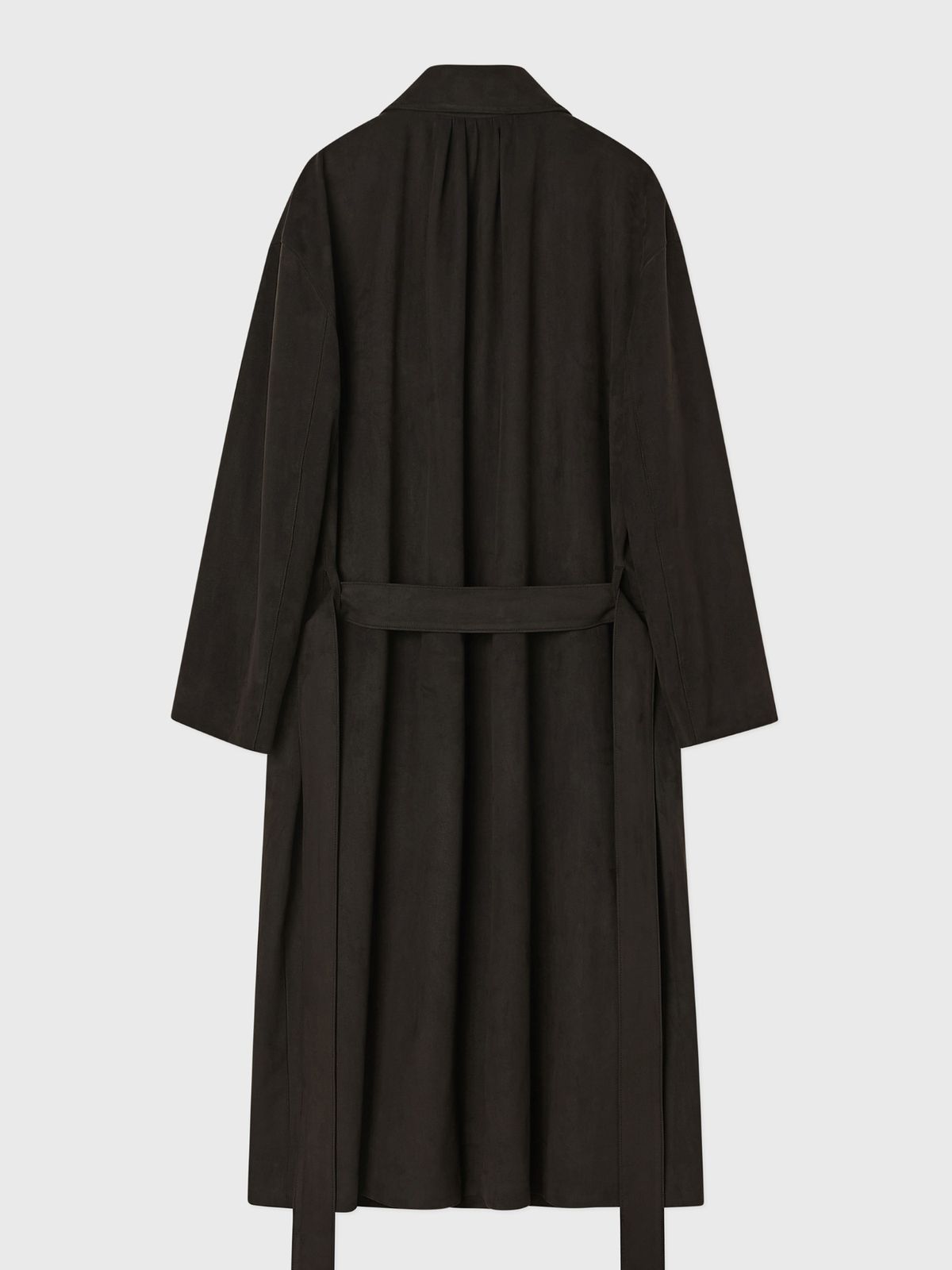 잡화룸(JABHUAROOM) RELAXED SUEDE SHIRRING COAT,(DARK BROWN)