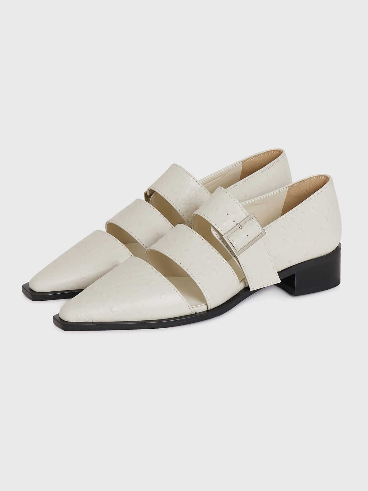 잡화룸(JABHUAROOM) OSTRICH LOAFERS, (GRAYISH IVORY)