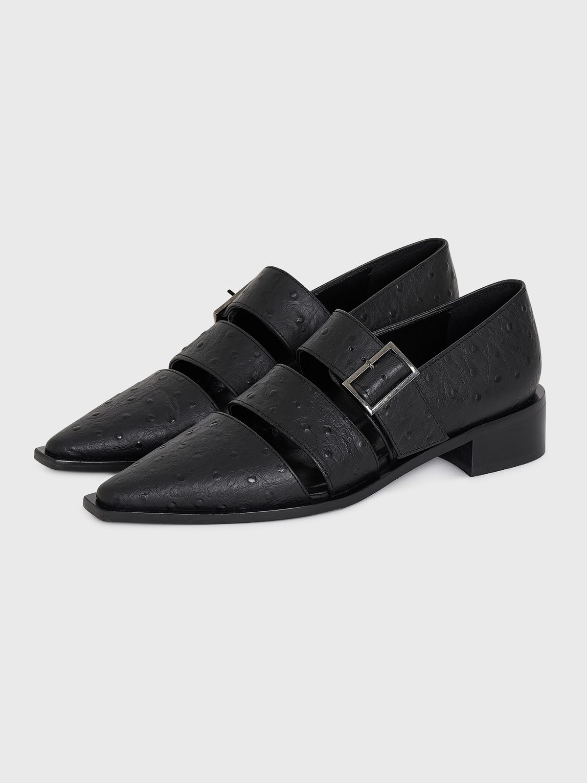잡화룸(JABHUAROOM) OSTRICH LOAFERS, (BLACK)