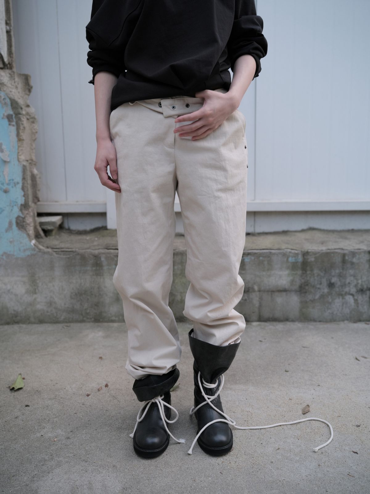 잡화룸(JABHUAROOM) LACE-UP MIDDLE BOOTS