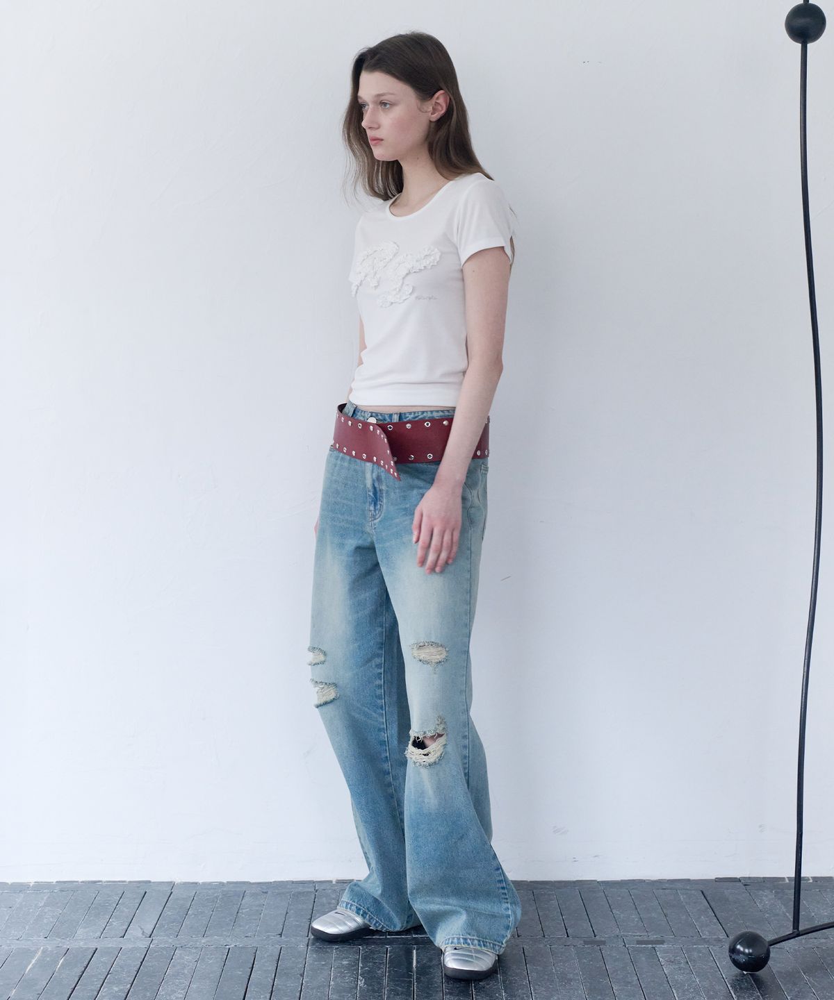 로라로라(ROLAROLA) VINTAGE LOW DENIM PANTS LIGHT BLUE