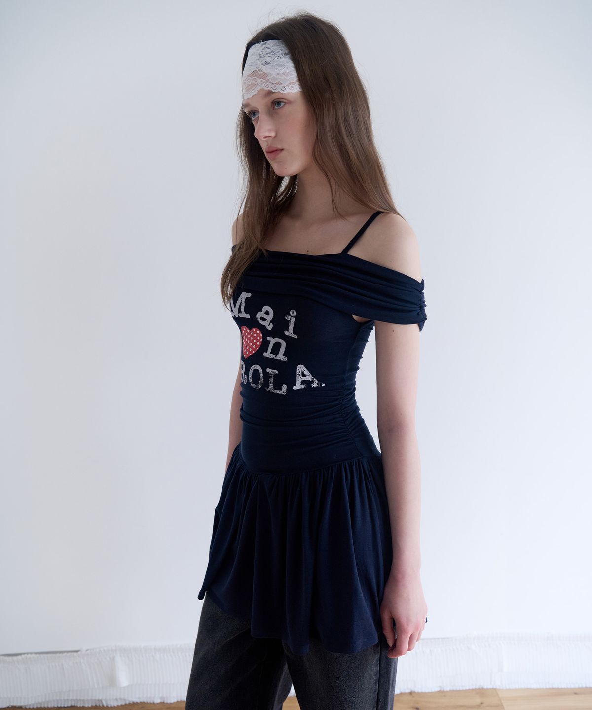 로라로라(ROLAROLA) OFF SHOULDER JERSEY ONE PIECE NAVY