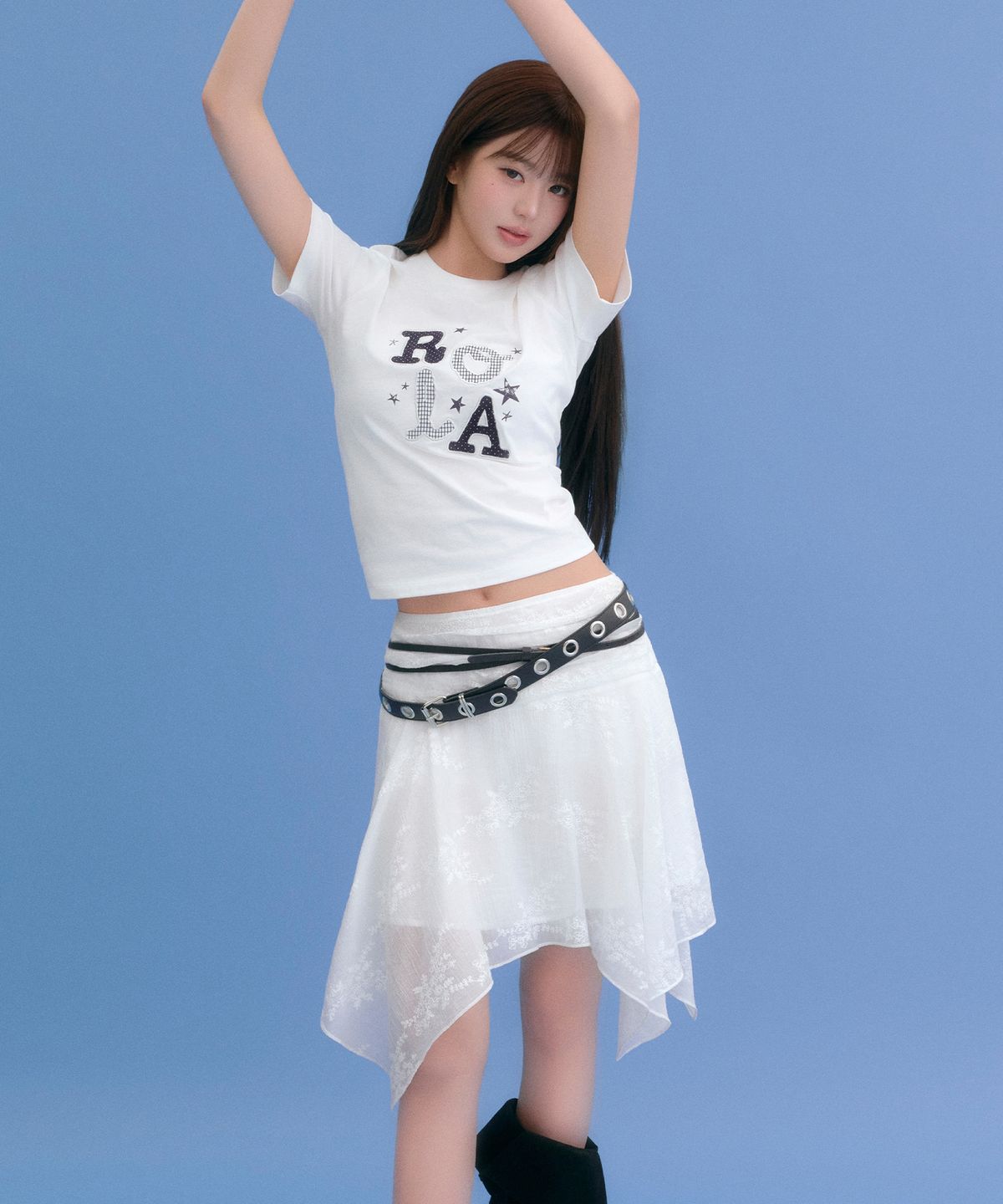 로라로라(ROLAROLA) LACE UNBALANCE SKIRT WHITE
