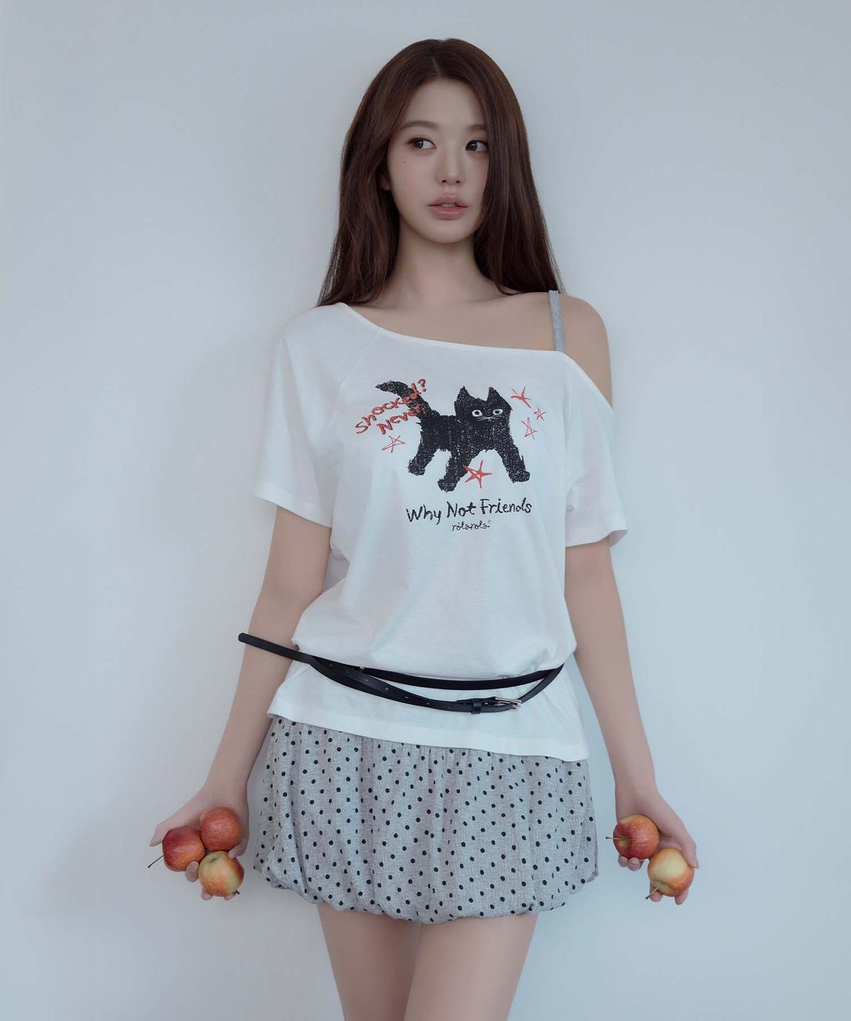 로라로라(ROLAROLA) DOT JERSEY BALLOON MINI SKIRT M/GRAY