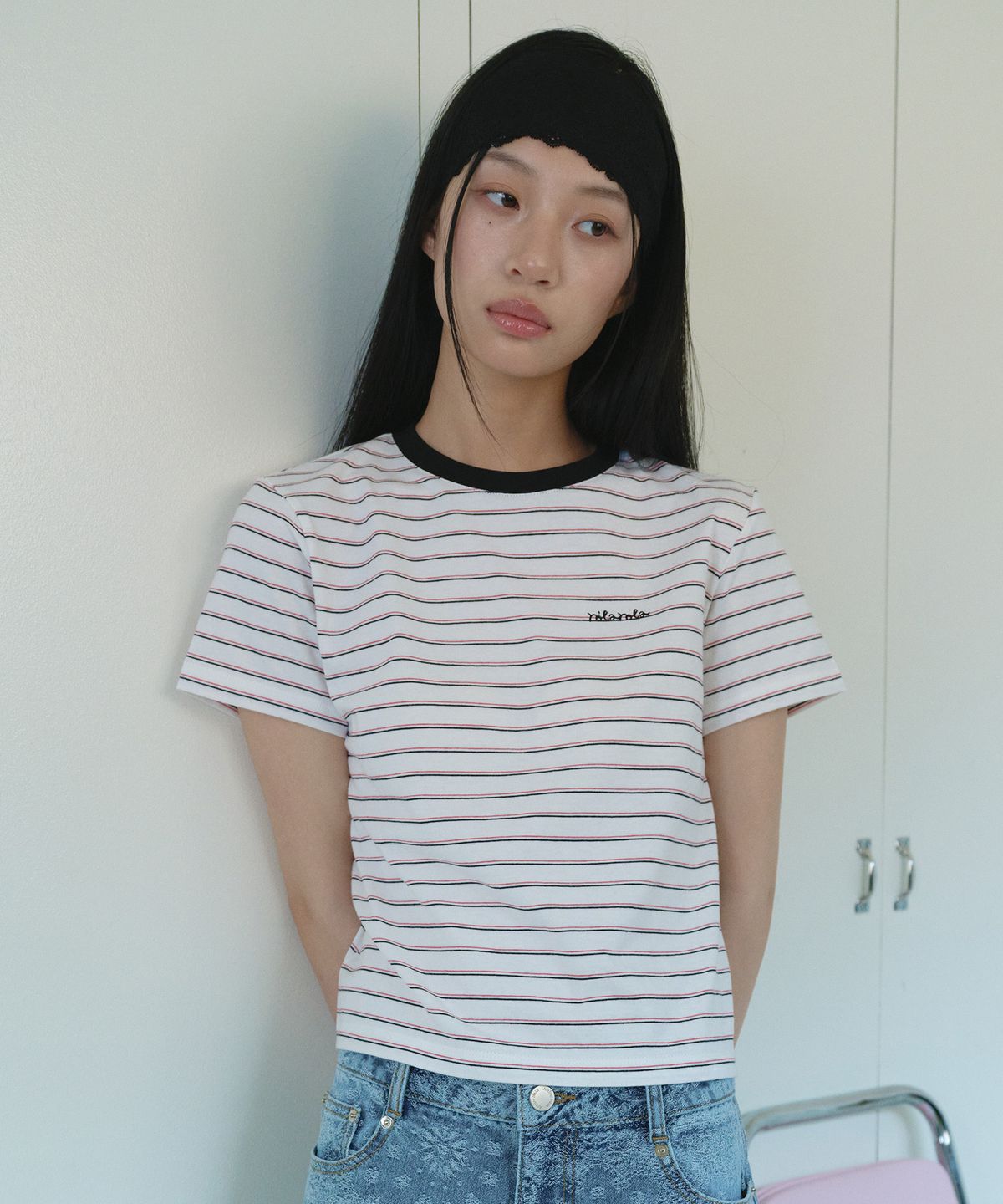 로라로라(ROLAROLA) MULTI STRIPE T-SHIRT WHITE