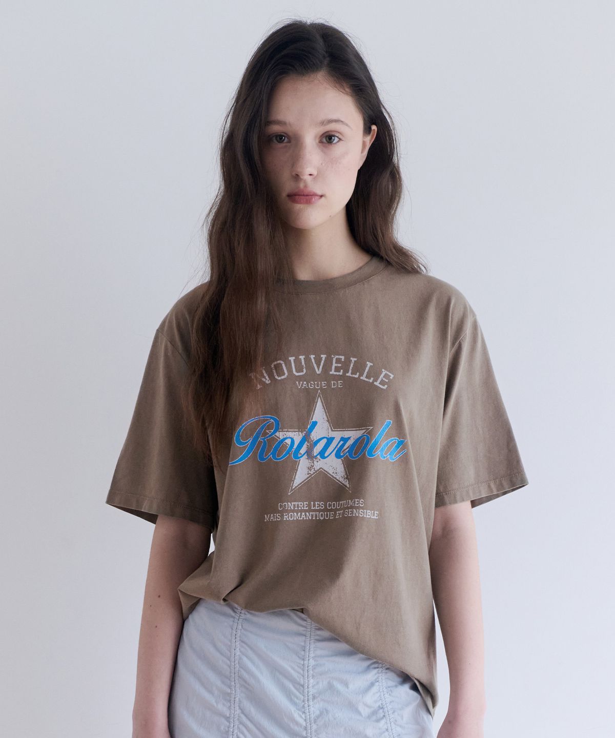 로라로라(ROLAROLA) VINTAGE PRINT PIGMENT T-SHIRT KHAKI