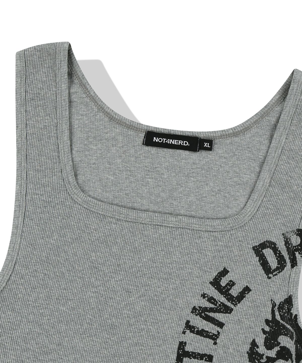 낫포너드(NOT4NERD) Circle Slogan Ribbed Sleeveless - Grey