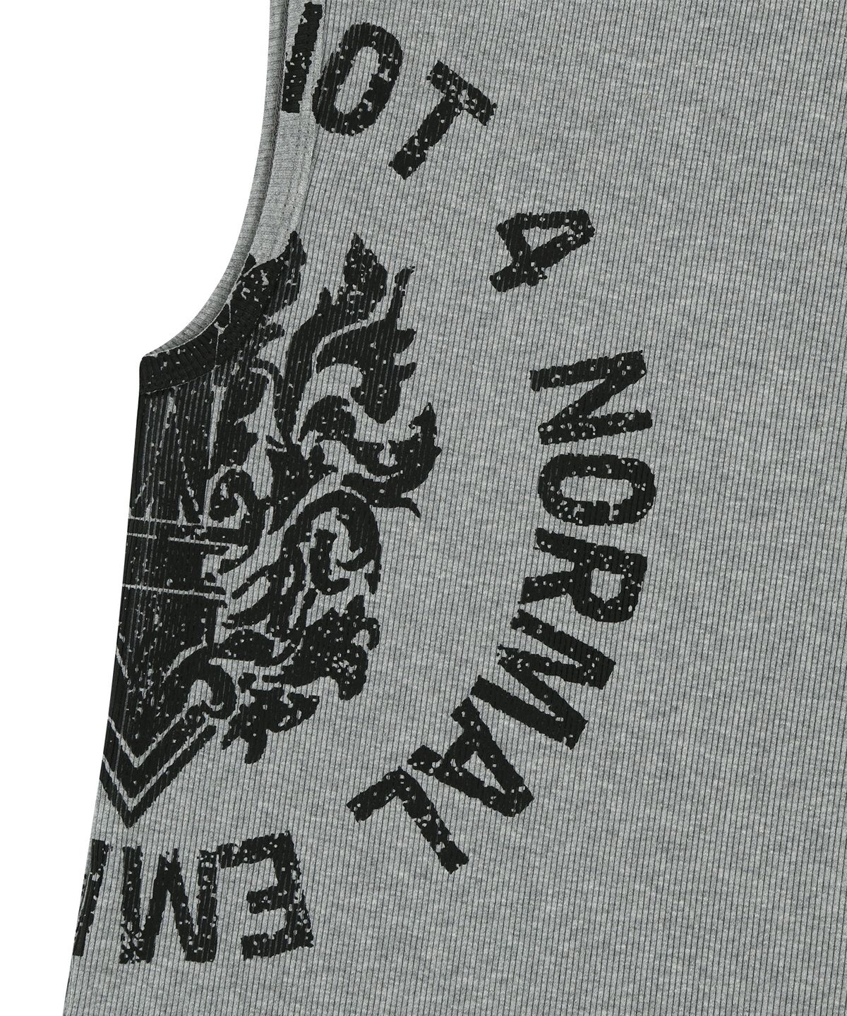 낫포너드(NOT4NERD) Circle Slogan Ribbed Sleeveless - Grey