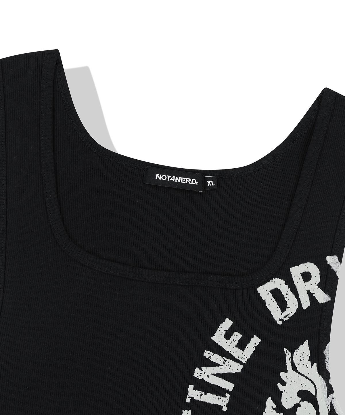 낫포너드(NOT4NERD) Circle Slogan Ribbed Sleeveless - Black