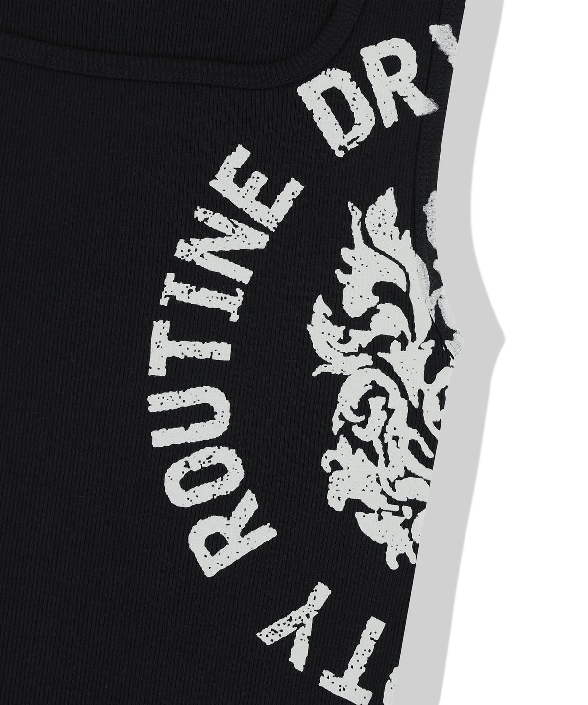 낫포너드(NOT4NERD) Circle Slogan Ribbed Sleeveless - Black