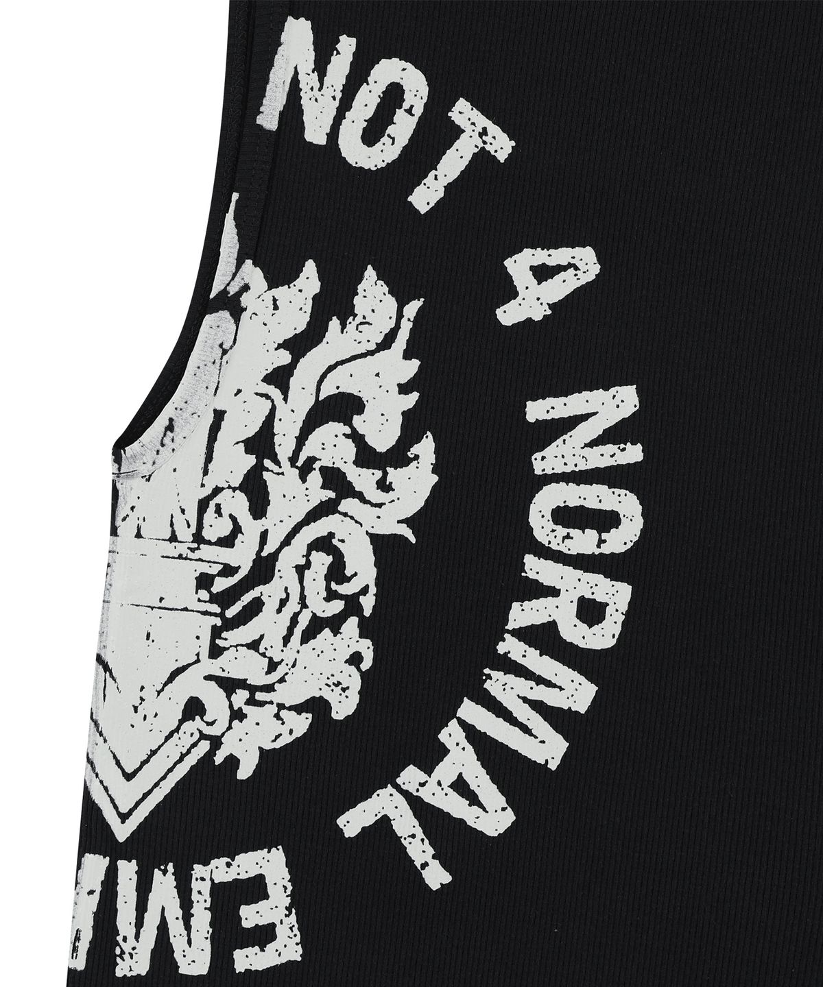 낫포너드(NOT4NERD) Circle Slogan Ribbed Sleeveless - Black
