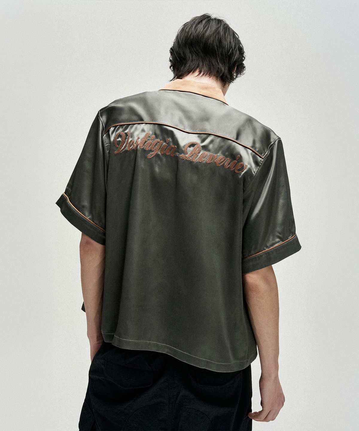 낫포너드(NOT4NERD) Chain Stitch Half Bowling Shirt - Khaki