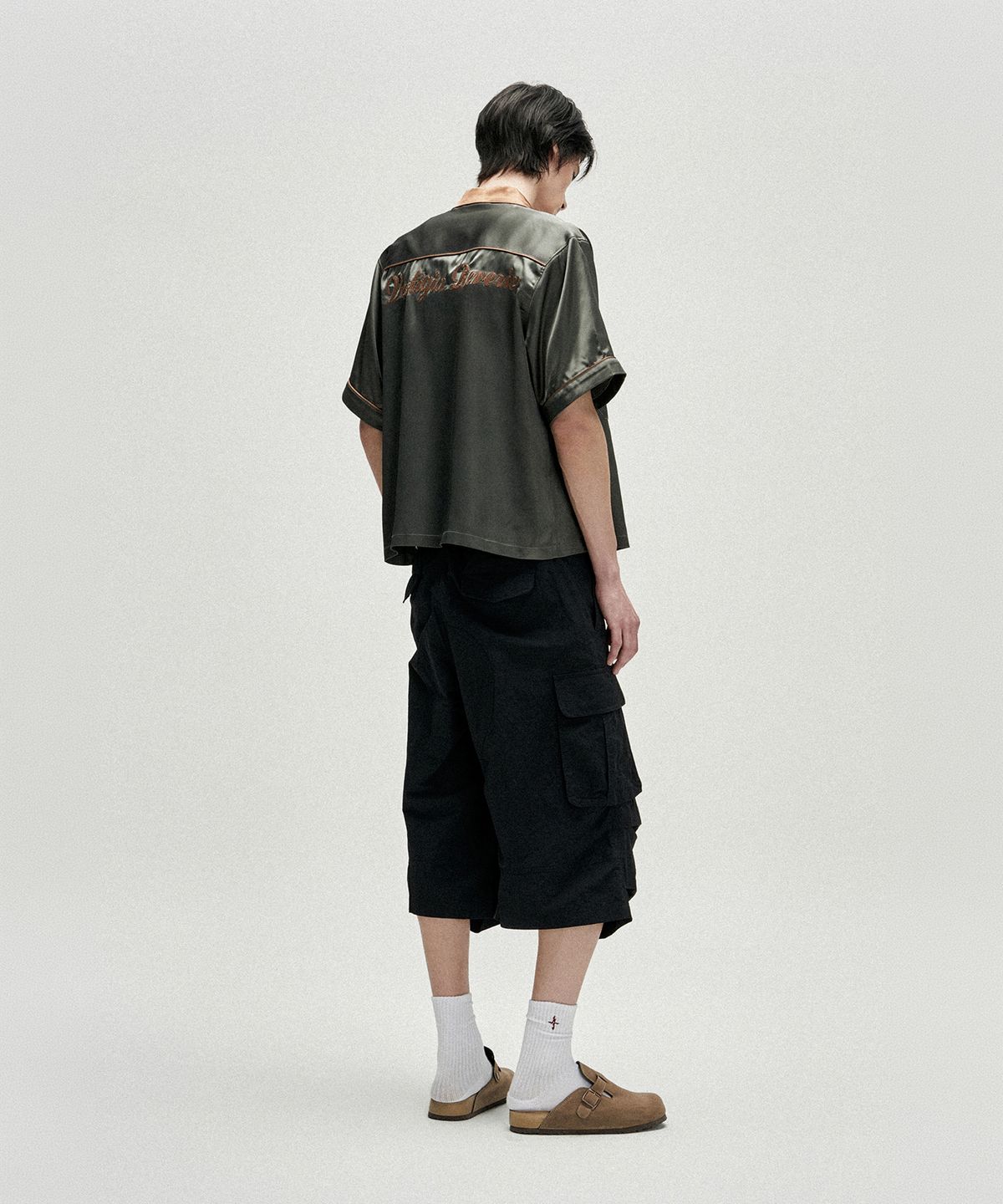 낫포너드(NOT4NERD) Chain Stitch Half Bowling Shirt - Khaki