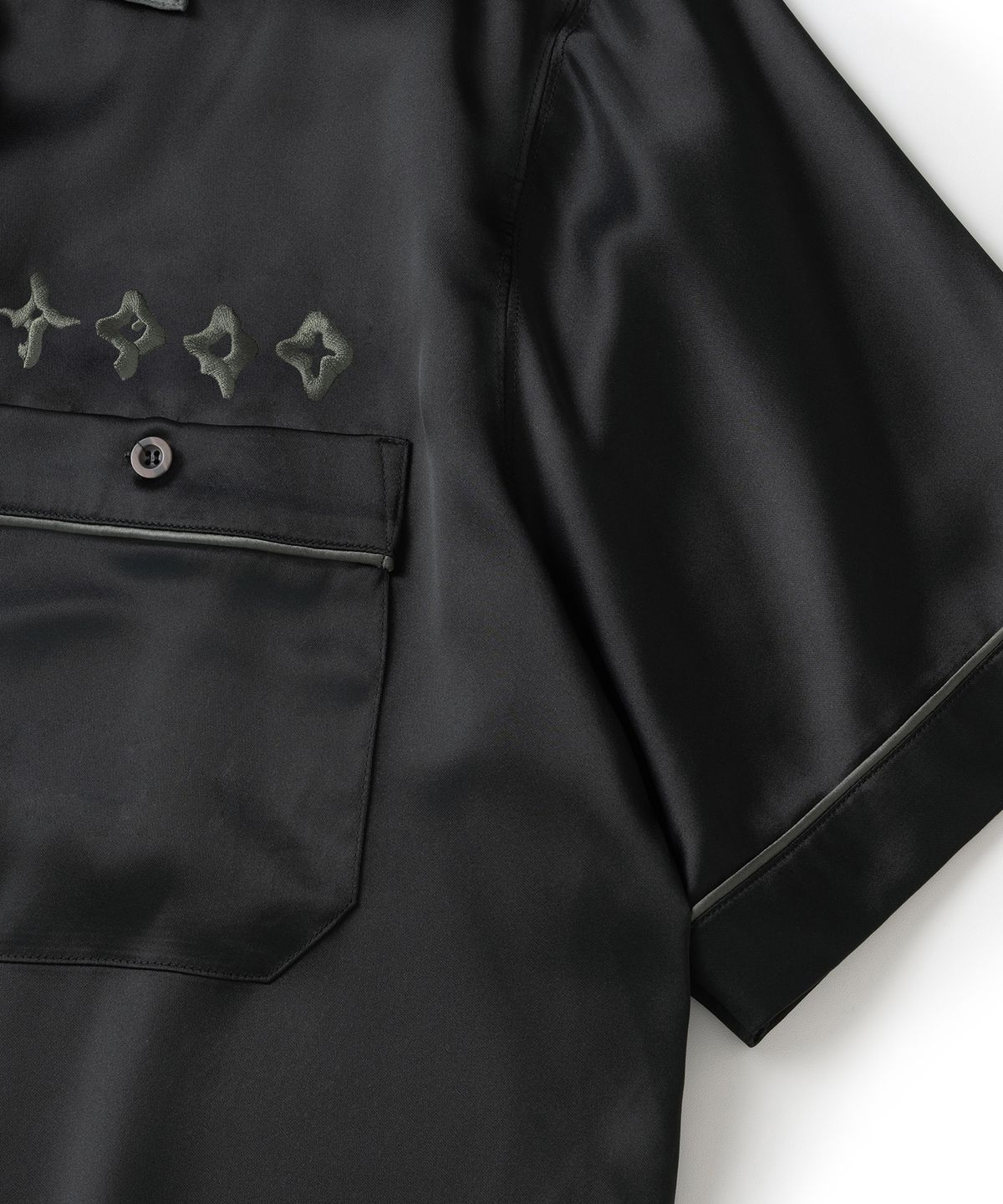 낫포너드(NOT4NERD) Chain Stitch Half Bowling Shirt - Black