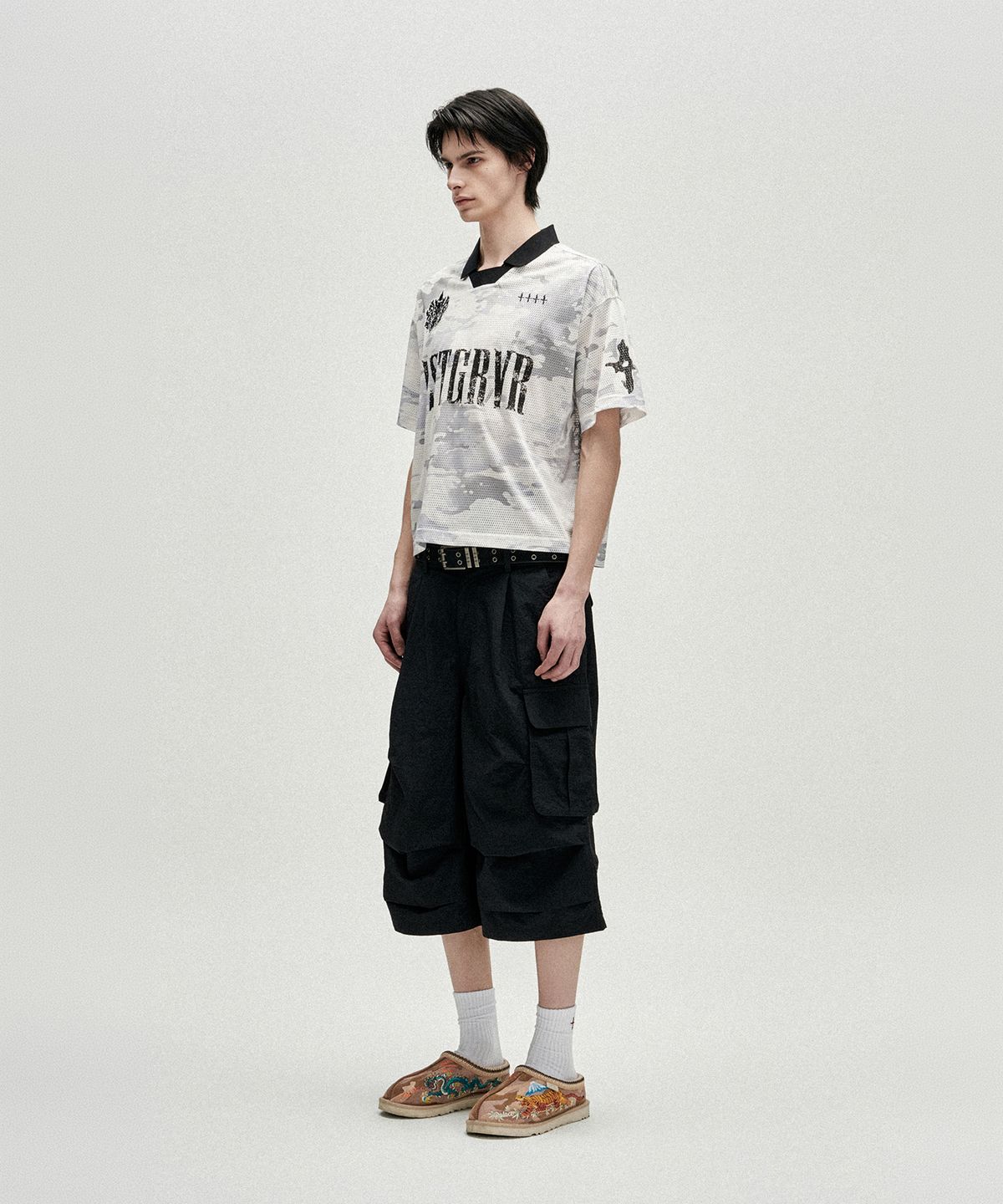낫포너드(NOT4NERD) Symbol Crest Mesh Collar T-Shirts - White
