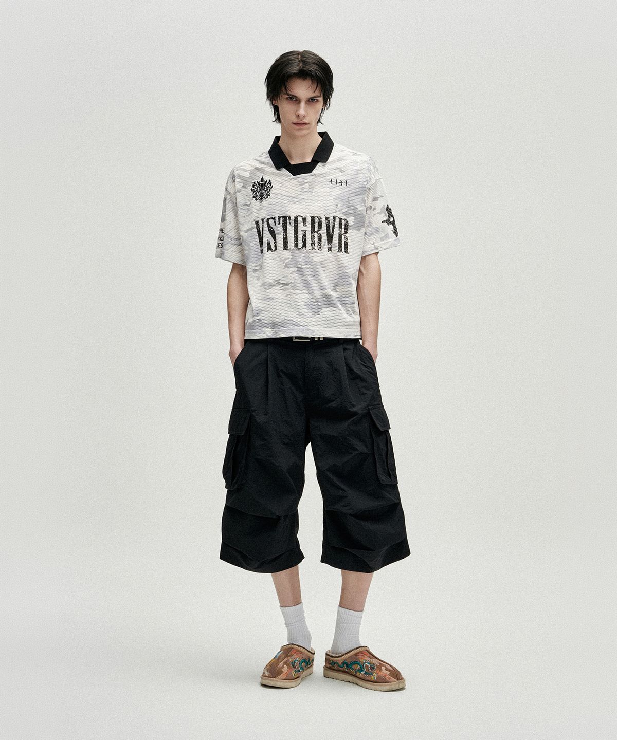 낫포너드(NOT4NERD) Symbol Crest Mesh Collar T-Shirts - White