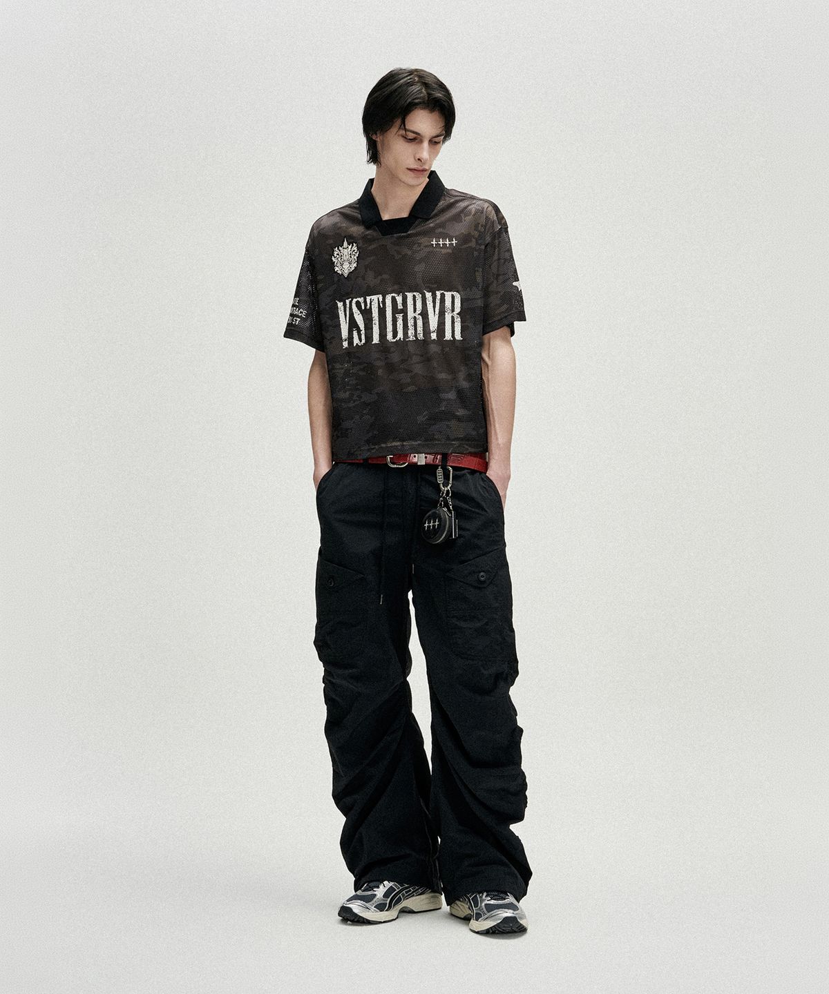 낫포너드(NOT4NERD) Symbol Crest Mesh Collar T-Shirts - Black