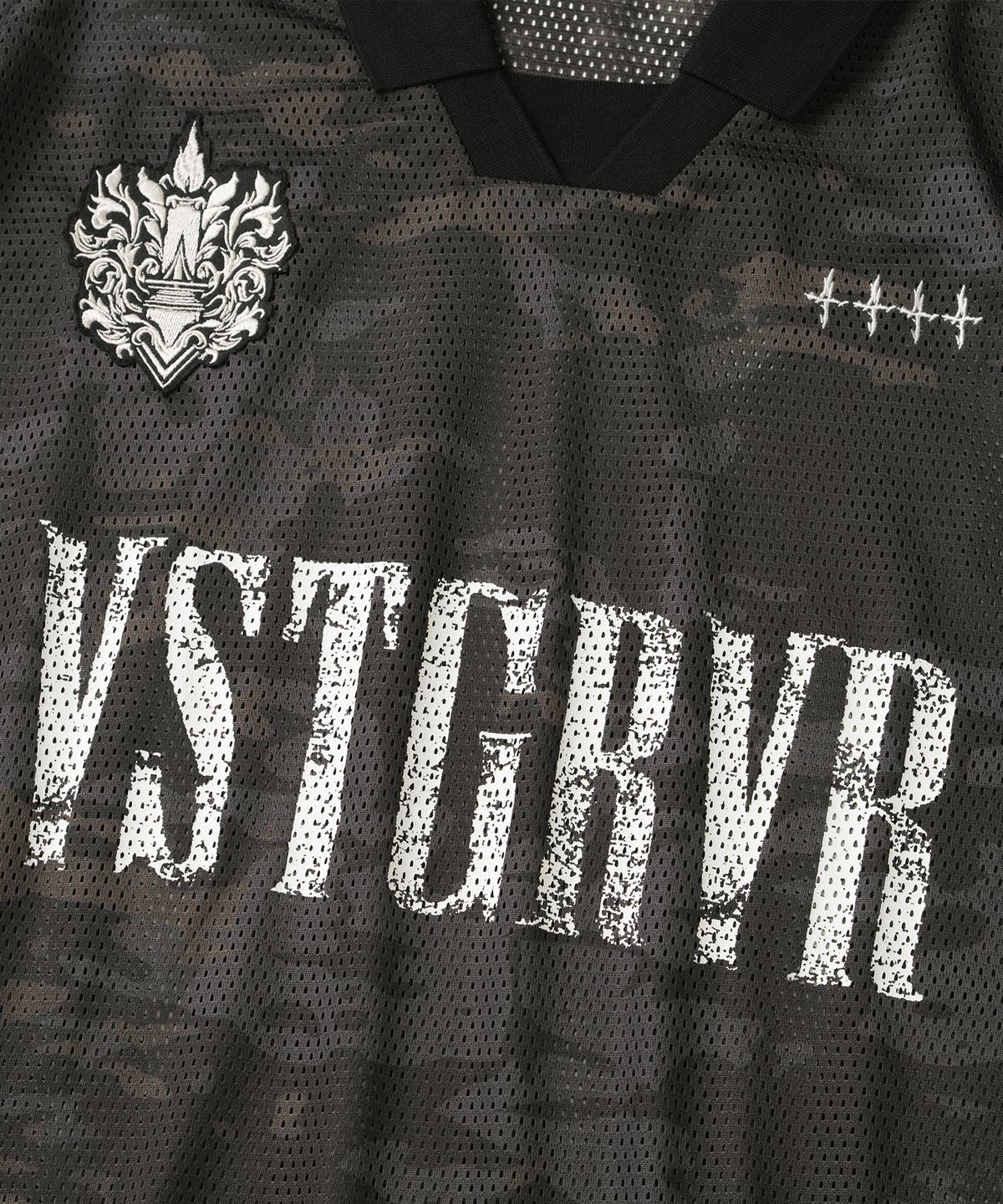 낫포너드(NOT4NERD) Symbol Crest Mesh Collar T-Shirts - Black