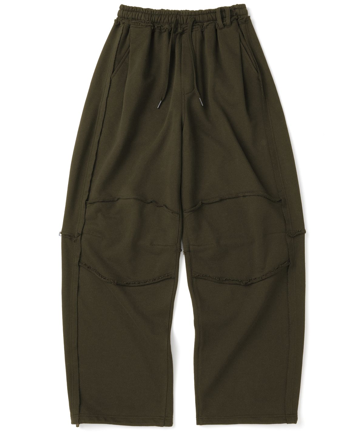 낫포너드(NOT4NERD) Raw Edge Curved Biker Sweat Pants - Khaki