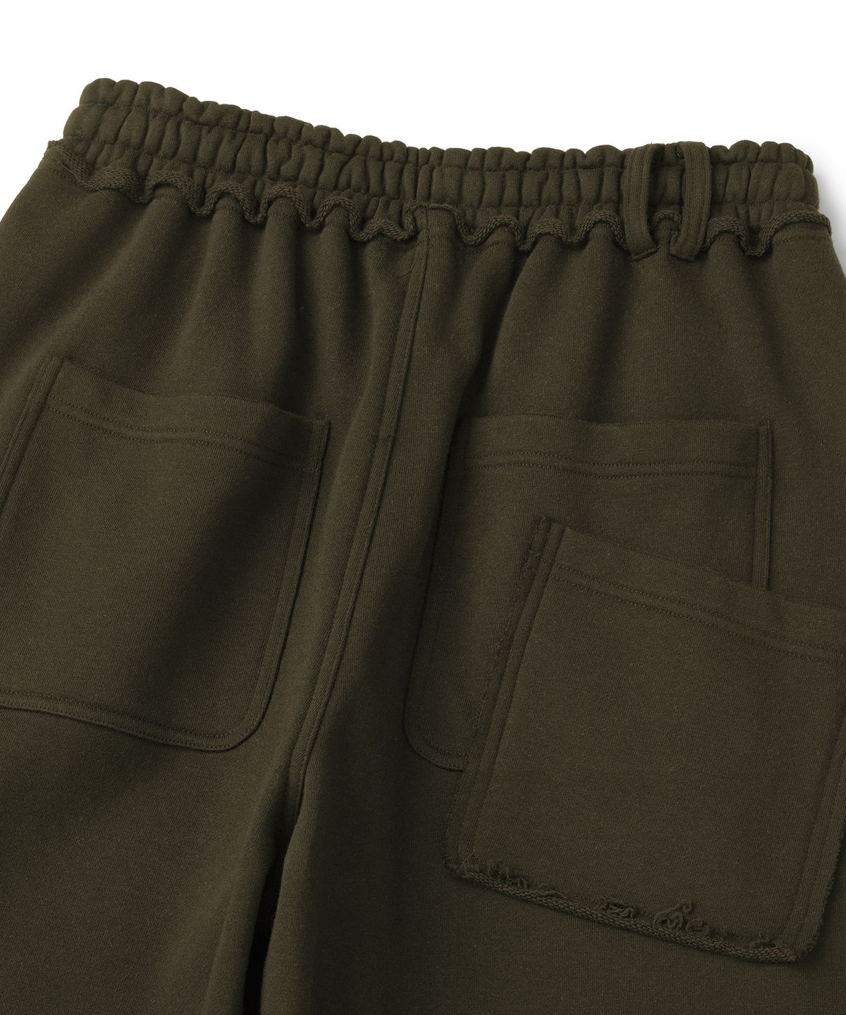 낫포너드(NOT4NERD) Raw Edge Curved Biker Sweat Pants - Khaki