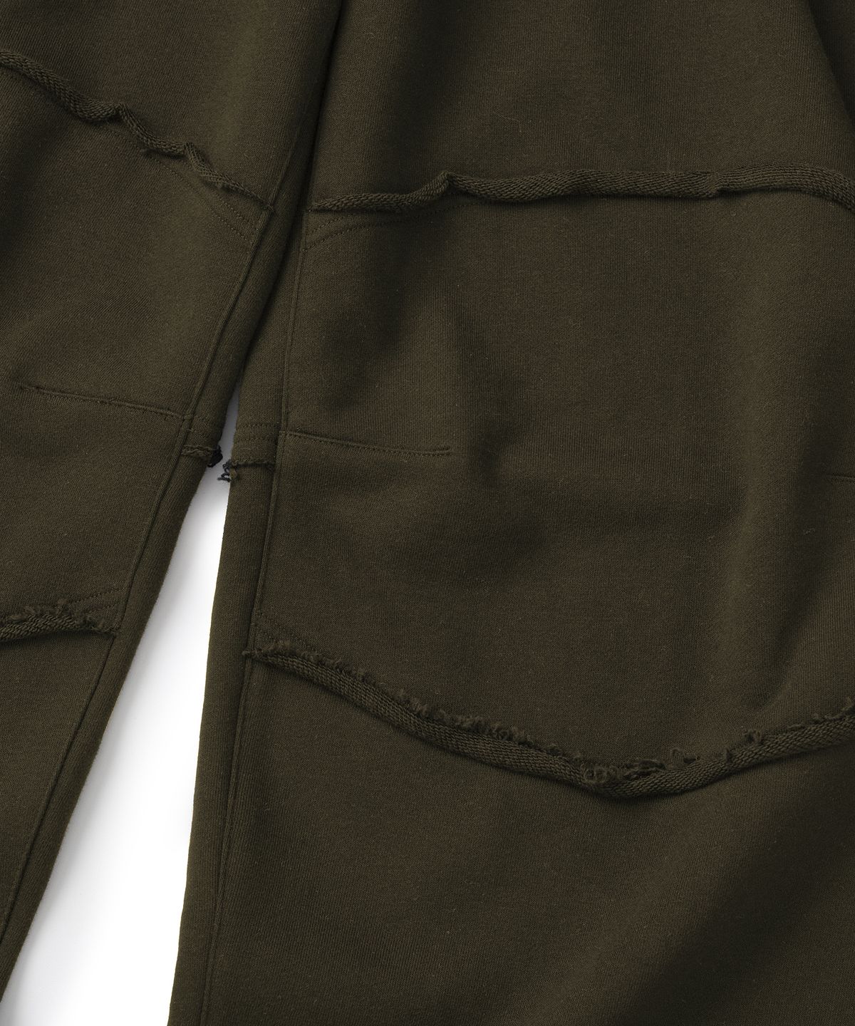 낫포너드(NOT4NERD) Raw Edge Curved Biker Sweat Pants - Khaki