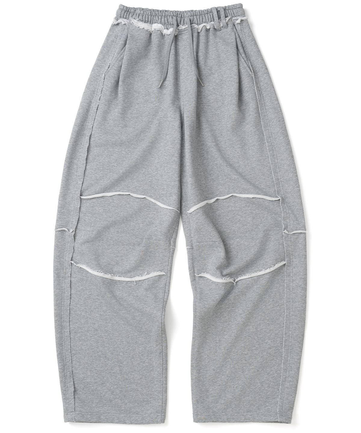 낫포너드(NOT4NERD) Raw Edge Curved Biker Sweat Pants - Grey