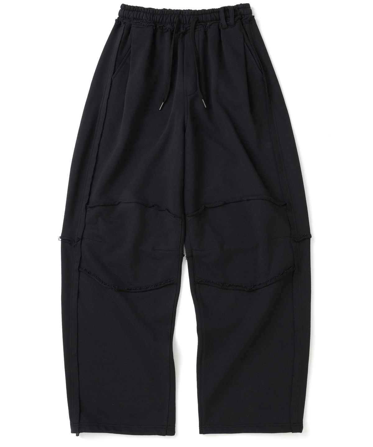 낫포너드(NOT4NERD) Raw Edge Curved Biker Sweat Pants - Black
