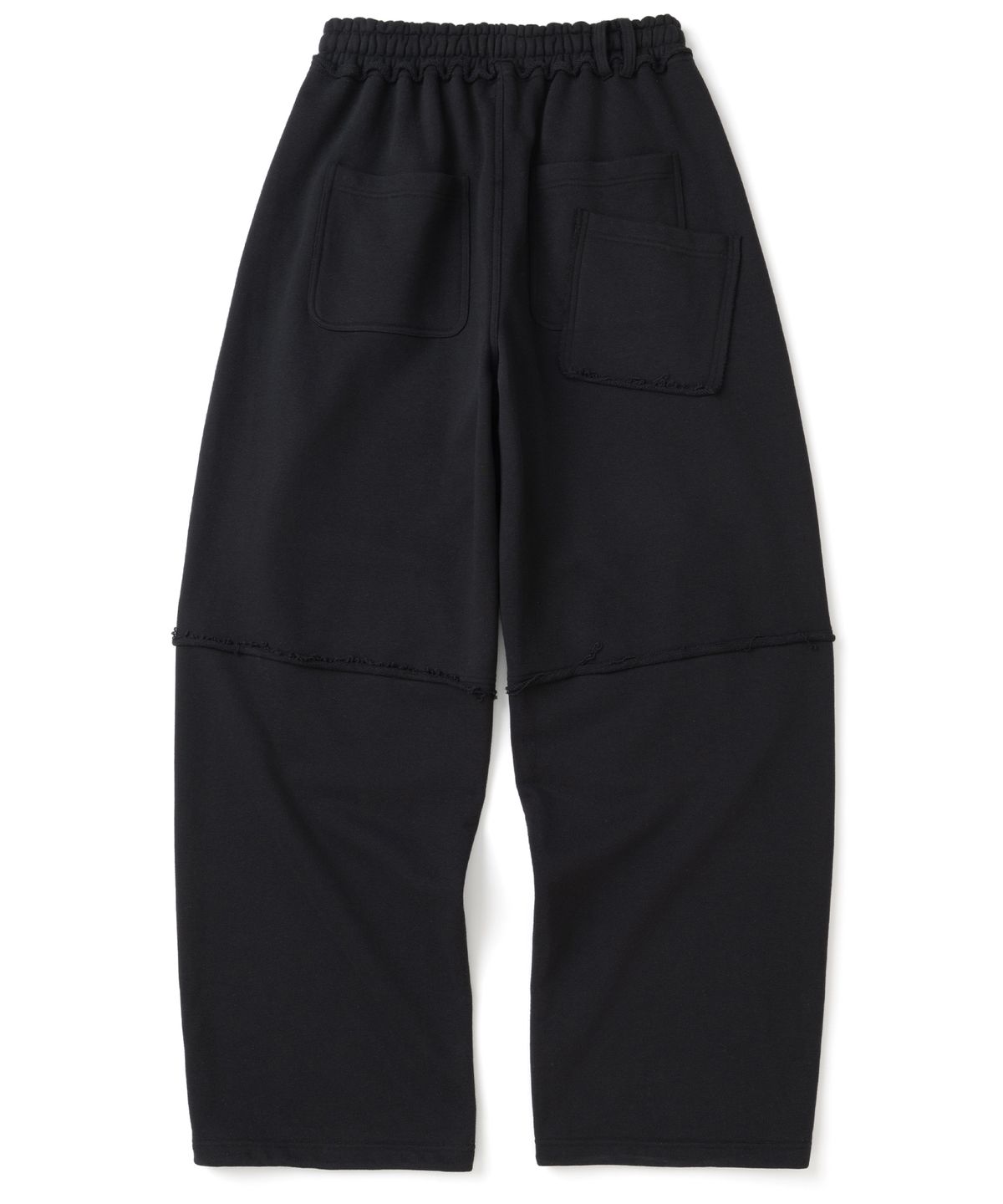 낫포너드(NOT4NERD) Raw Edge Curved Biker Sweat Pants - Black