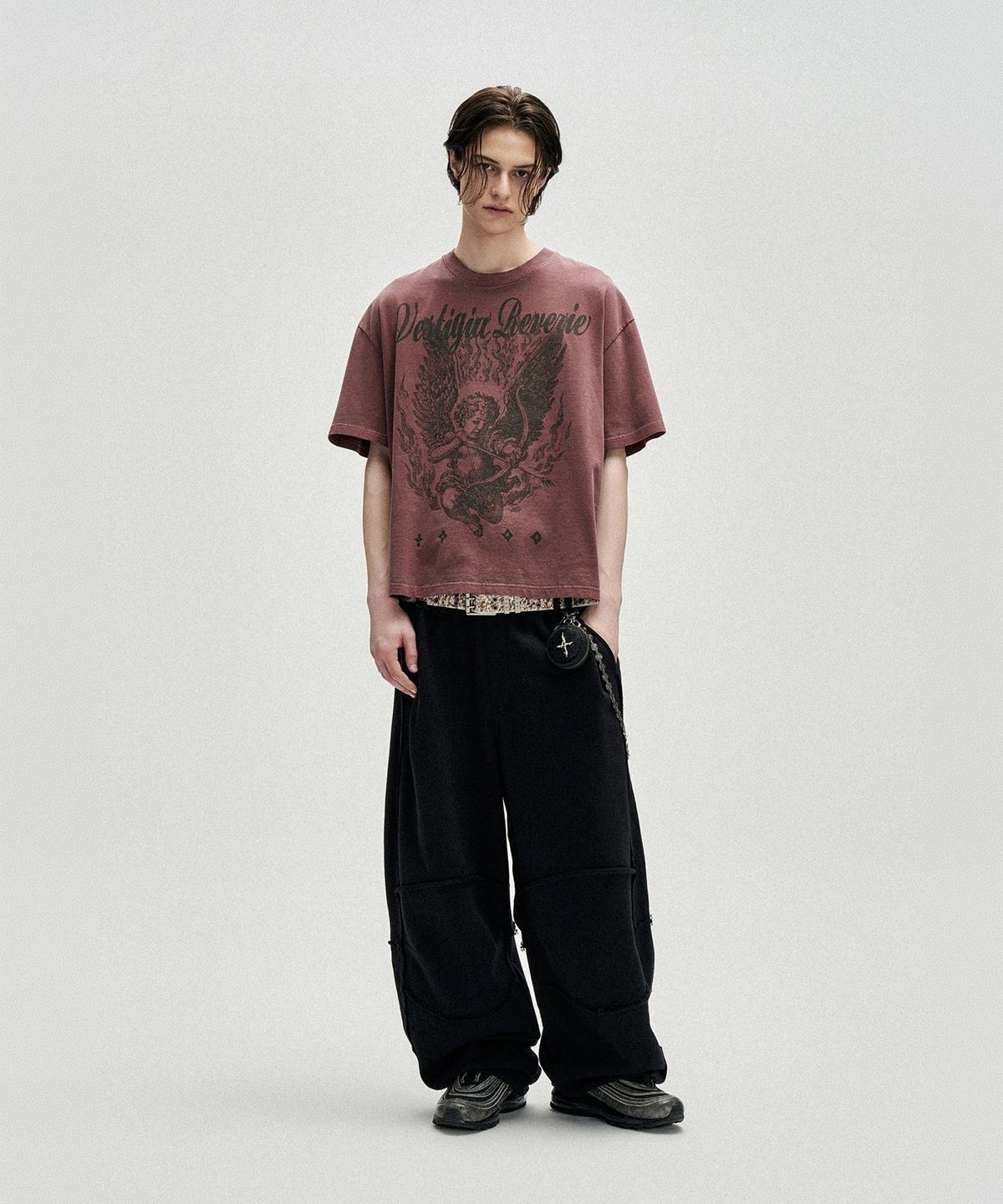 낫포너드(NOT4NERD) Raw Edge Curved Biker Sweat Pants - Black