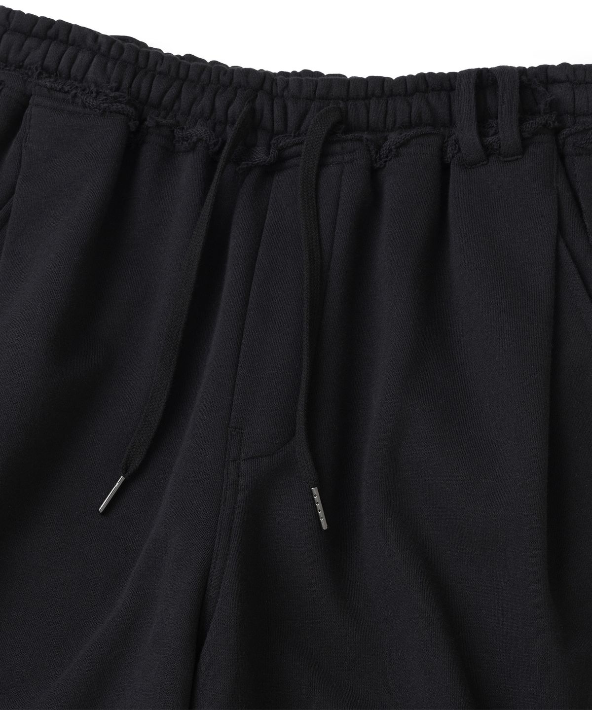 낫포너드(NOT4NERD) Raw Edge Curved Biker Sweat Pants - Black