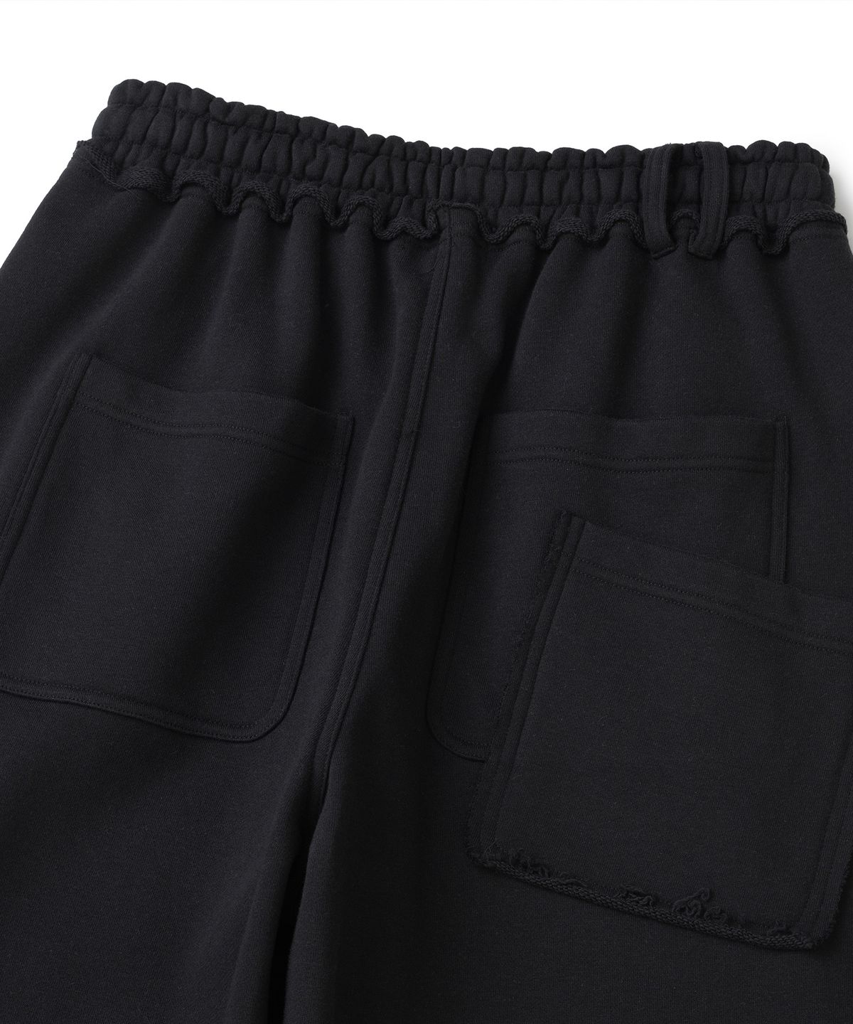 낫포너드(NOT4NERD) Raw Edge Curved Biker Sweat Pants - Black