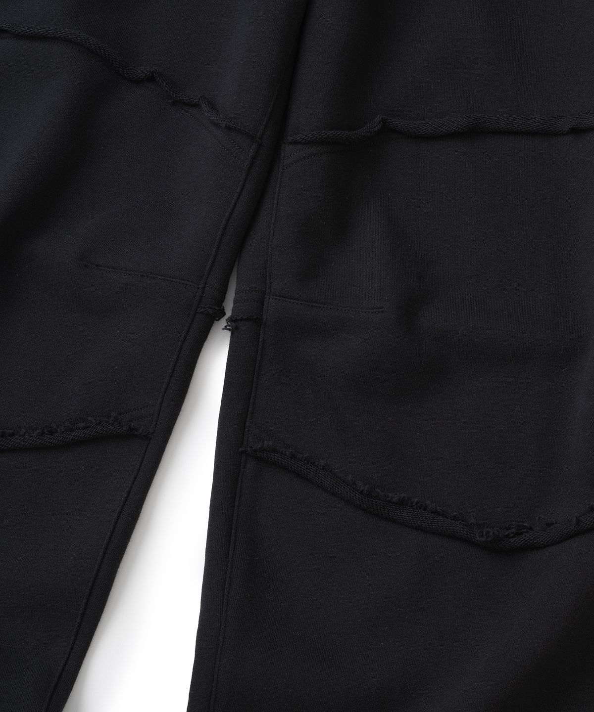 낫포너드(NOT4NERD) Raw Edge Curved Biker Sweat Pants - Black