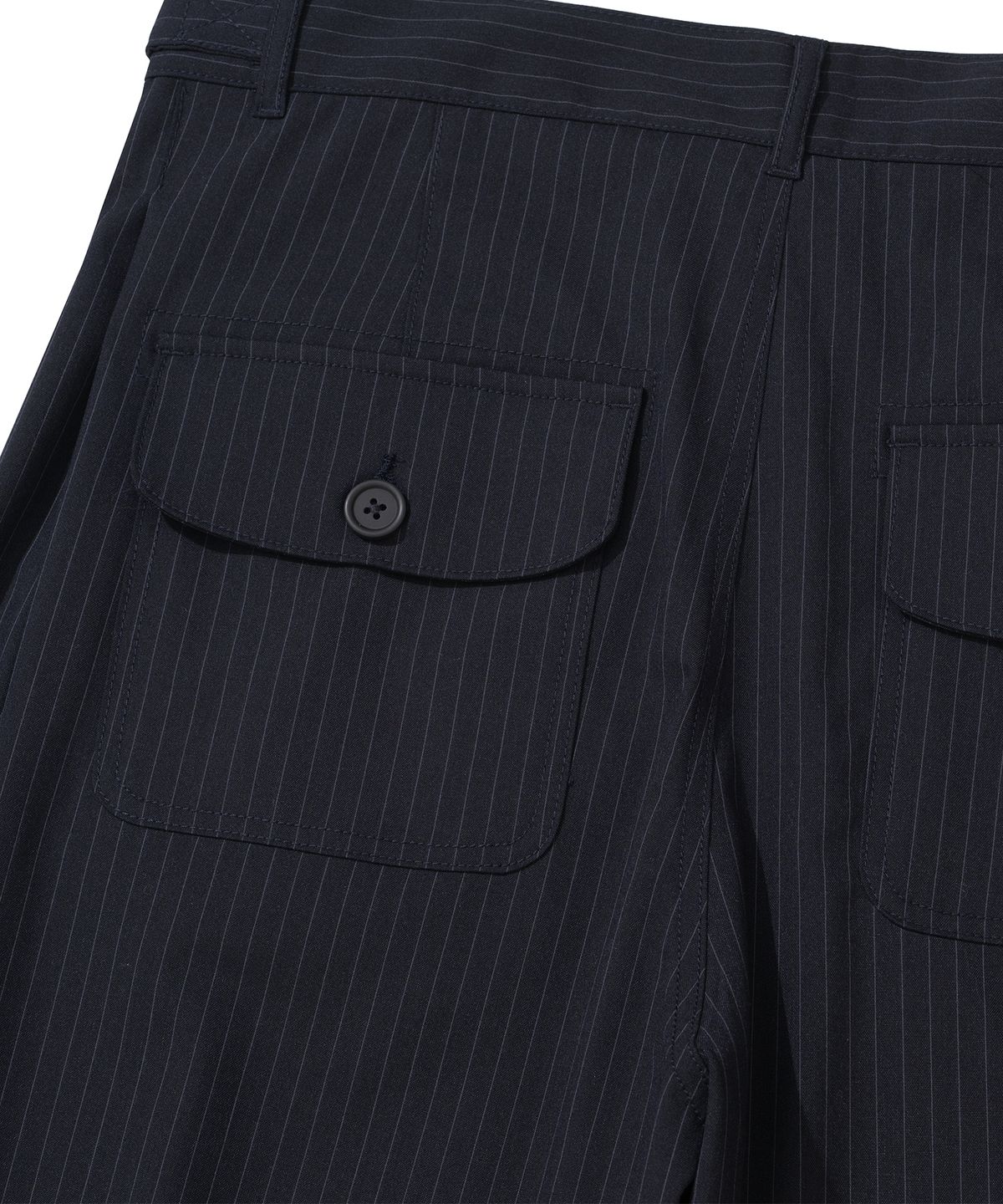 낫포너드(NOT4NERD) Two Tuck Stripe Bermuda Shorts - Navy