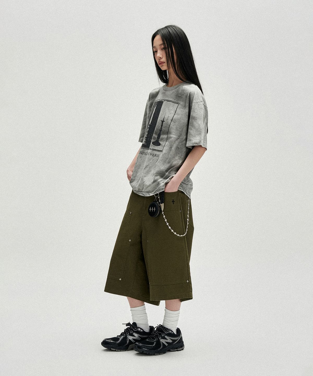 낫포너드(NOT4NERD) Symbol Sequence Carpenter Bermuda Shorts - Khaki