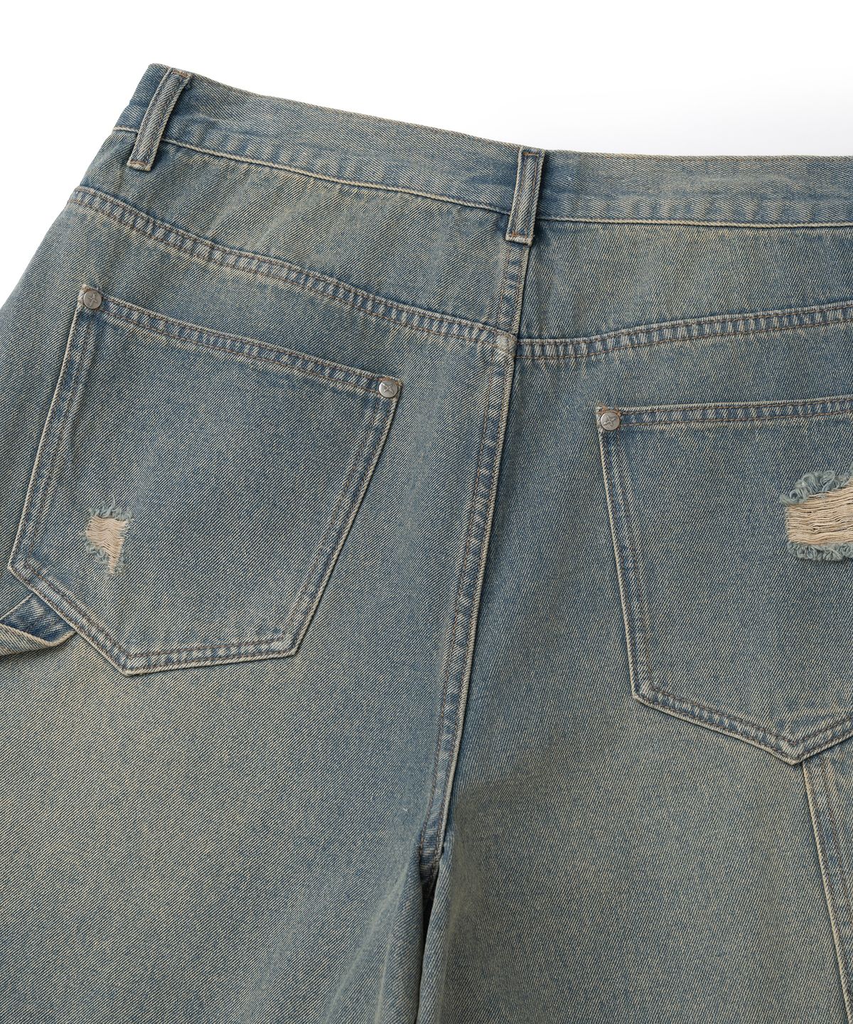 낫포너드(NOT4NERD) Distressed Carpenter Bermuda Shorts - Deep Blue