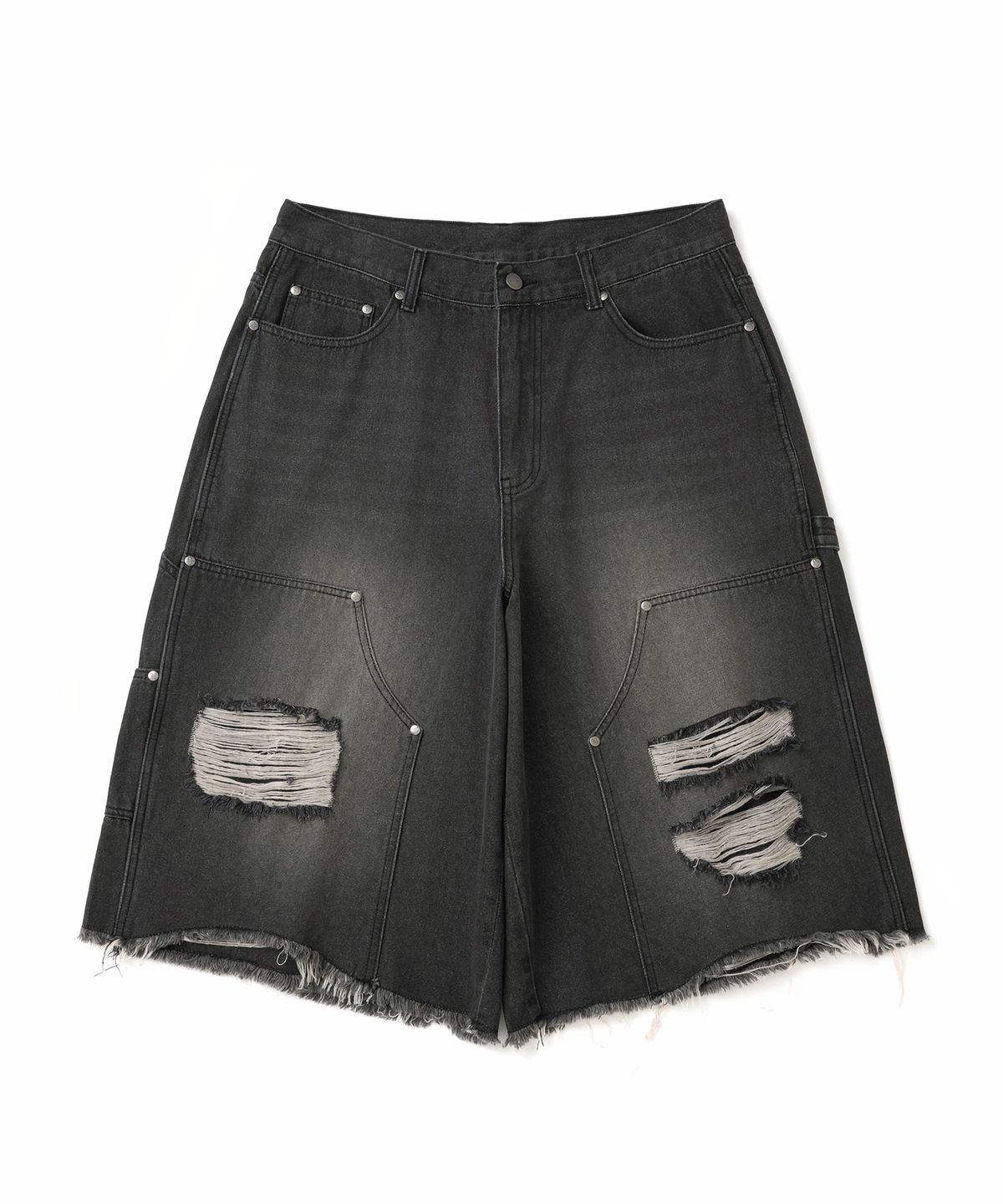 낫포너드(NOT4NERD) Distressed Carpenter Bermuda Shorts - Black