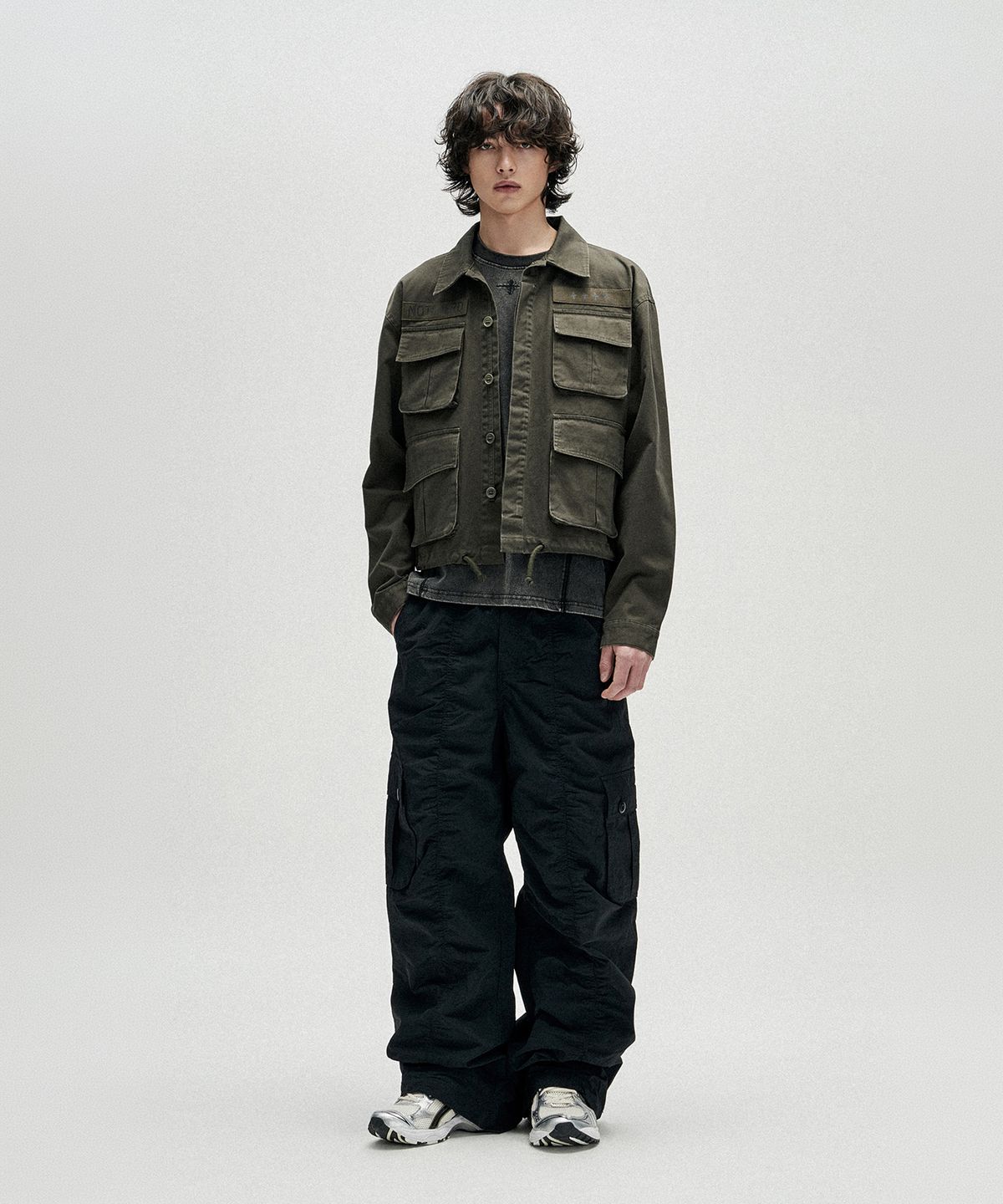 낫포너드(NOT4NERD) Contour Shirring Nylon Cargo Pants - Black