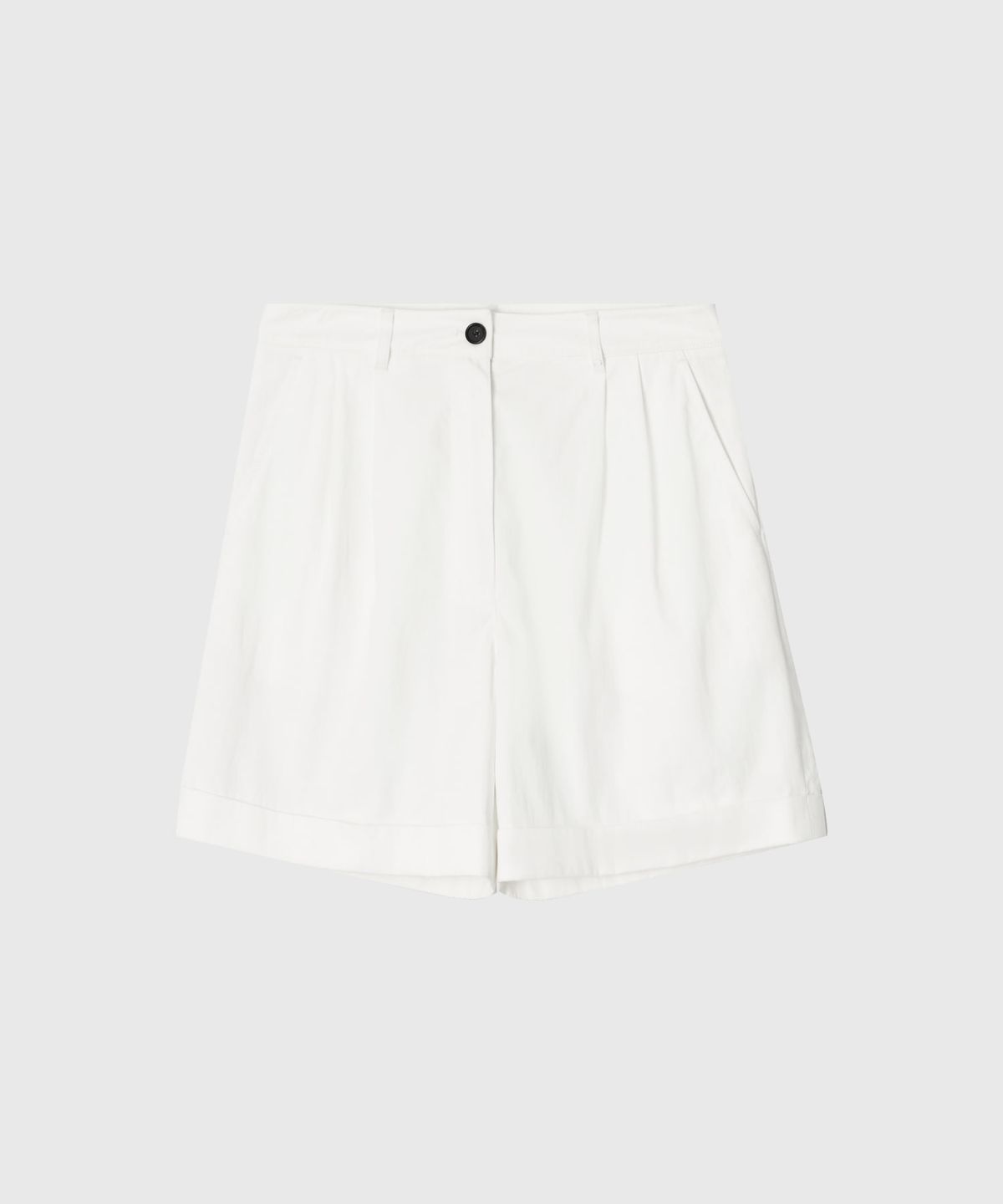 룩캐스트(LOOKAST) 클라리 턴업 하프 팬츠_화이트 / CLARIE TURN-UP HALF PANTS_WHITE