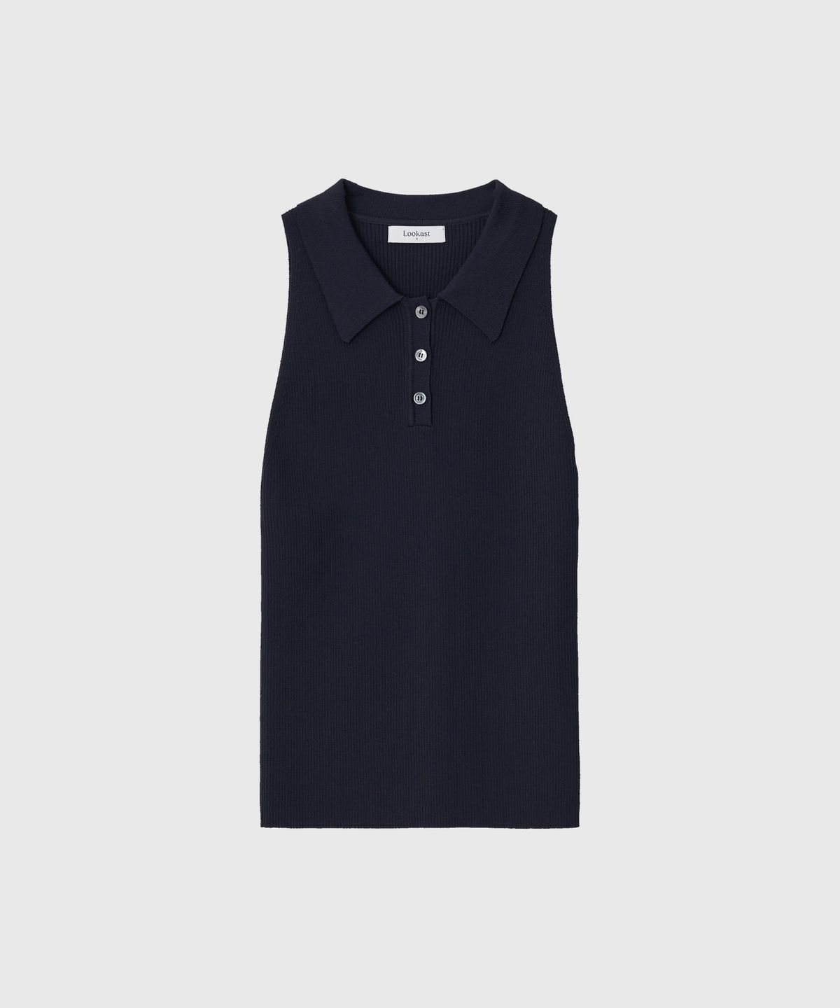 룩캐스트(LOOKAST) 브리지트 슬리브리스 카라 니트_네이비 / BRIGITTE SLEEVELESS COLLAR KNIT_NAVY