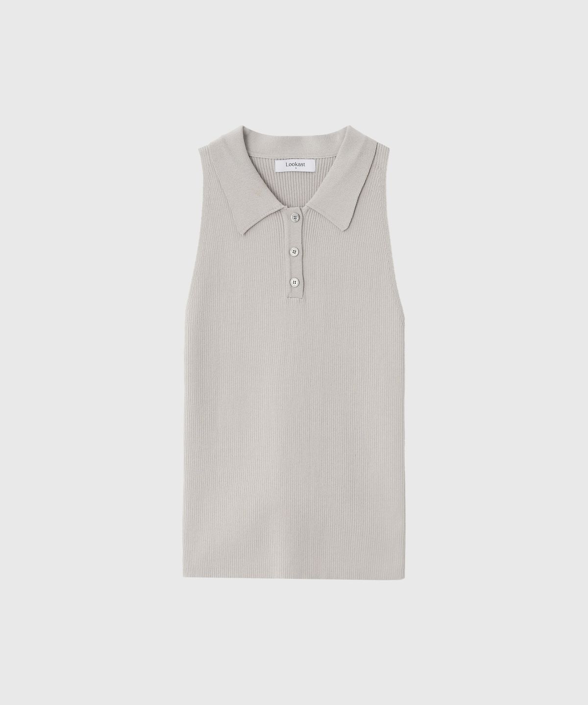 룩캐스트(LOOKAST) 브리지트 슬리브리스 카라 니트_베이지 / BRIGITTE SLEEVELESS COLLAR KNIT_BEIGE