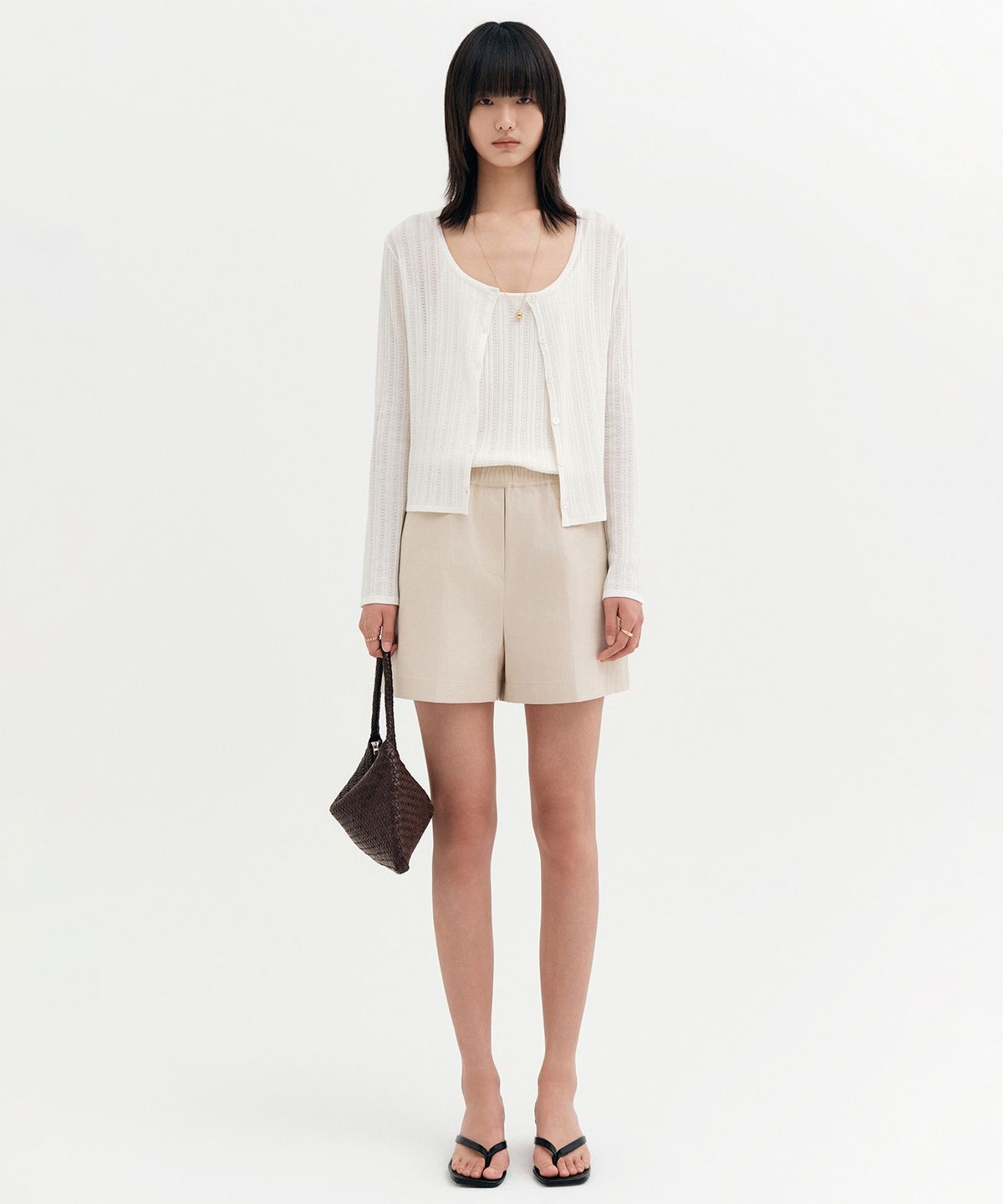 룩캐스트(LOOKAST) 포스틴 시어 텍스처드 니트 가디건 세트_화이트 / FAUSTINE SHEER TEXTURED KNIT CARDIGAN SET_WHITE