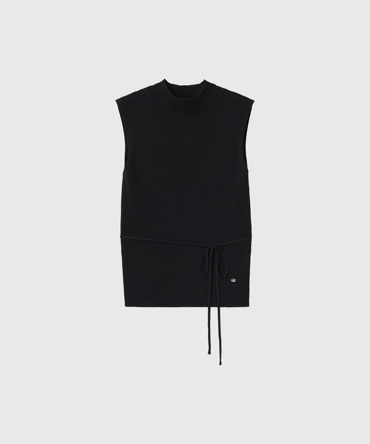 룩캐스트(LOOKAST) 오리안 모크넥 슬림 슬리브리스 니트 탑_블랙 / ORIANE MOCK NECK SLIM SLEEVELESS KNIT TOP_BLACK