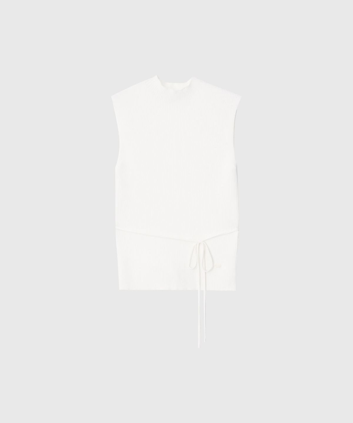룩캐스트(LOOKAST) 오리안 모크넥 슬림 슬리브리스 니트 탑_아이보리 / ORIANE MOCK NECK SLIM SLEEVELESS KNIT TOP_IVORY