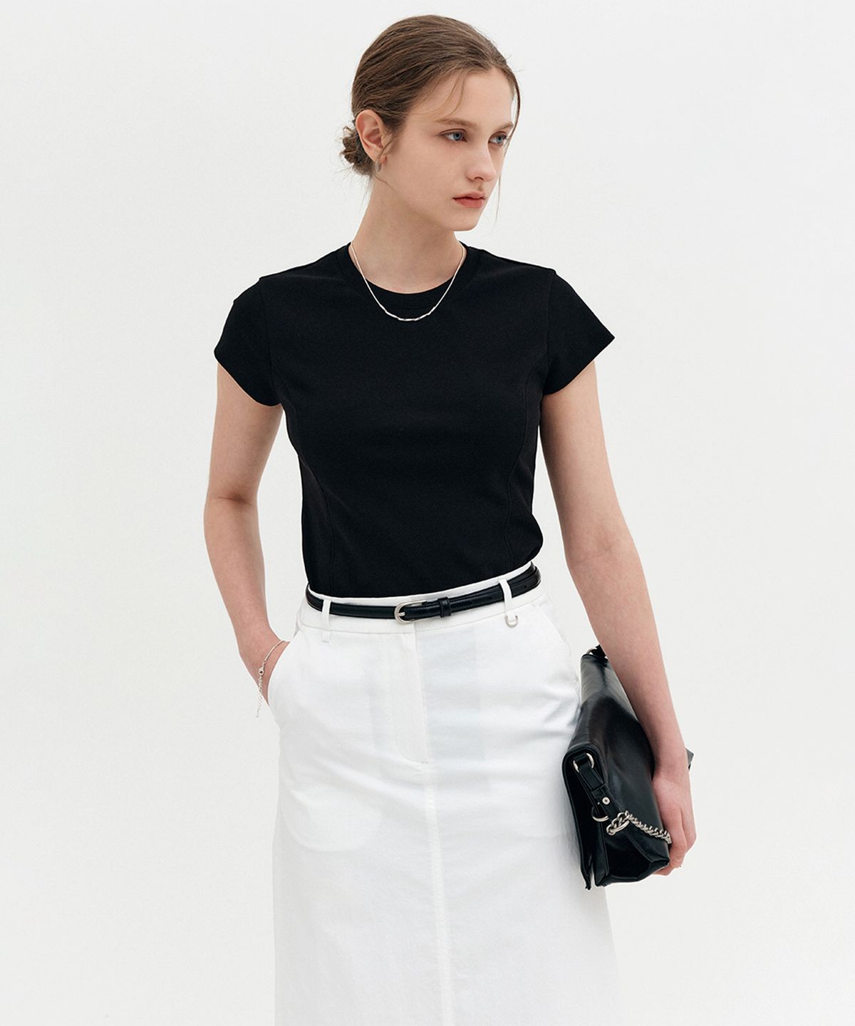 룩캐스트(LOOKAST) 디안 컷 라인 포인트 티셔츠 / DIANE CUT LINE POINT T-SHIRT_3colors