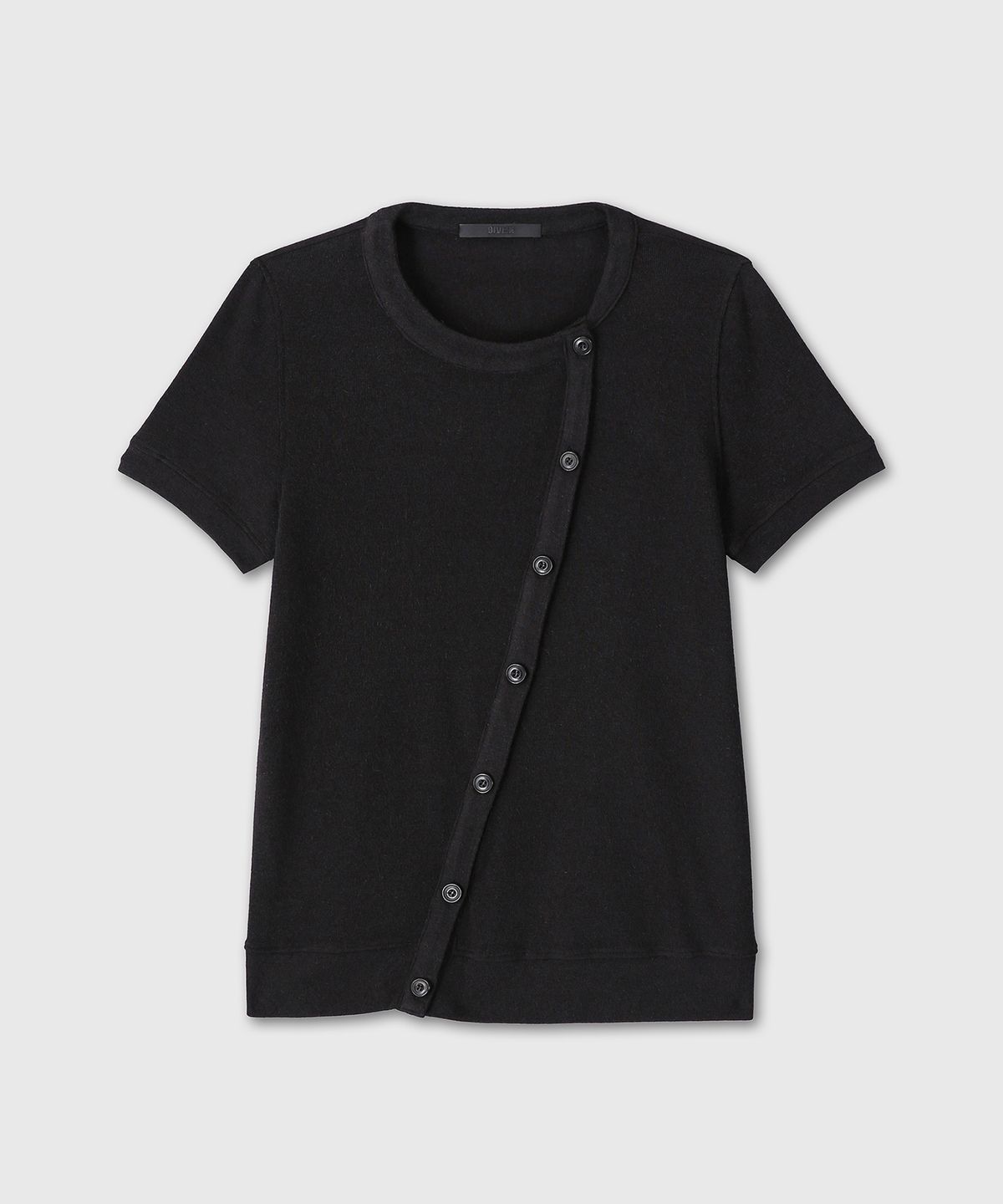 다이브인 우먼(DIVEIN WOMEN) ASYMMETRY COTTON CARDIGAN (BLACK)
