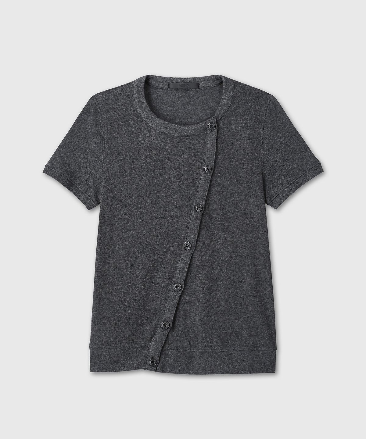 다이브인 우먼(DIVEIN WOMEN) ASYMMETRY COTTON CARDIGAN (CHARCOAL)